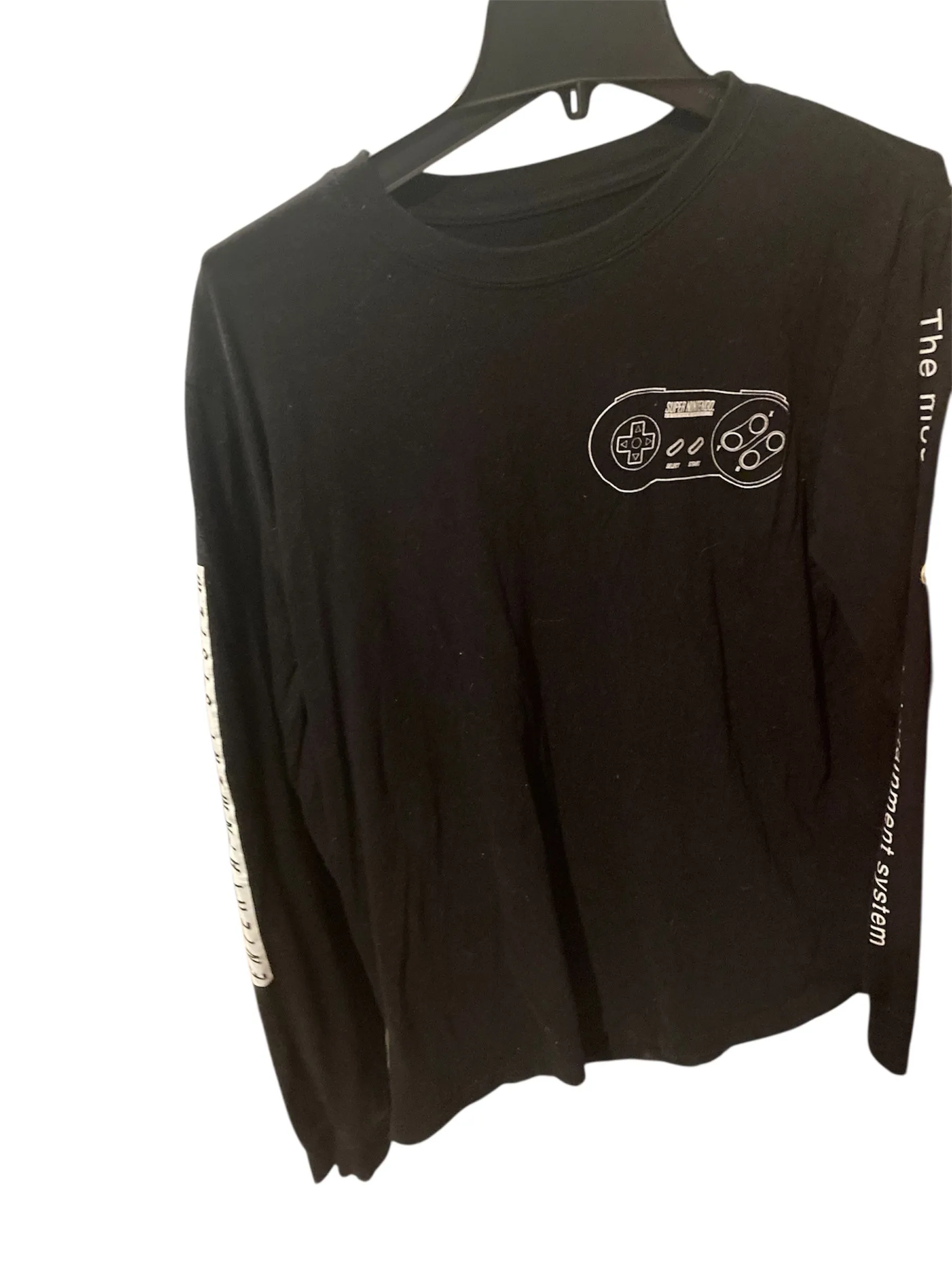 Product image for Super Nintendo SNES x Forever 21 Black Long Sleeve Diagram T-Shirt Men's