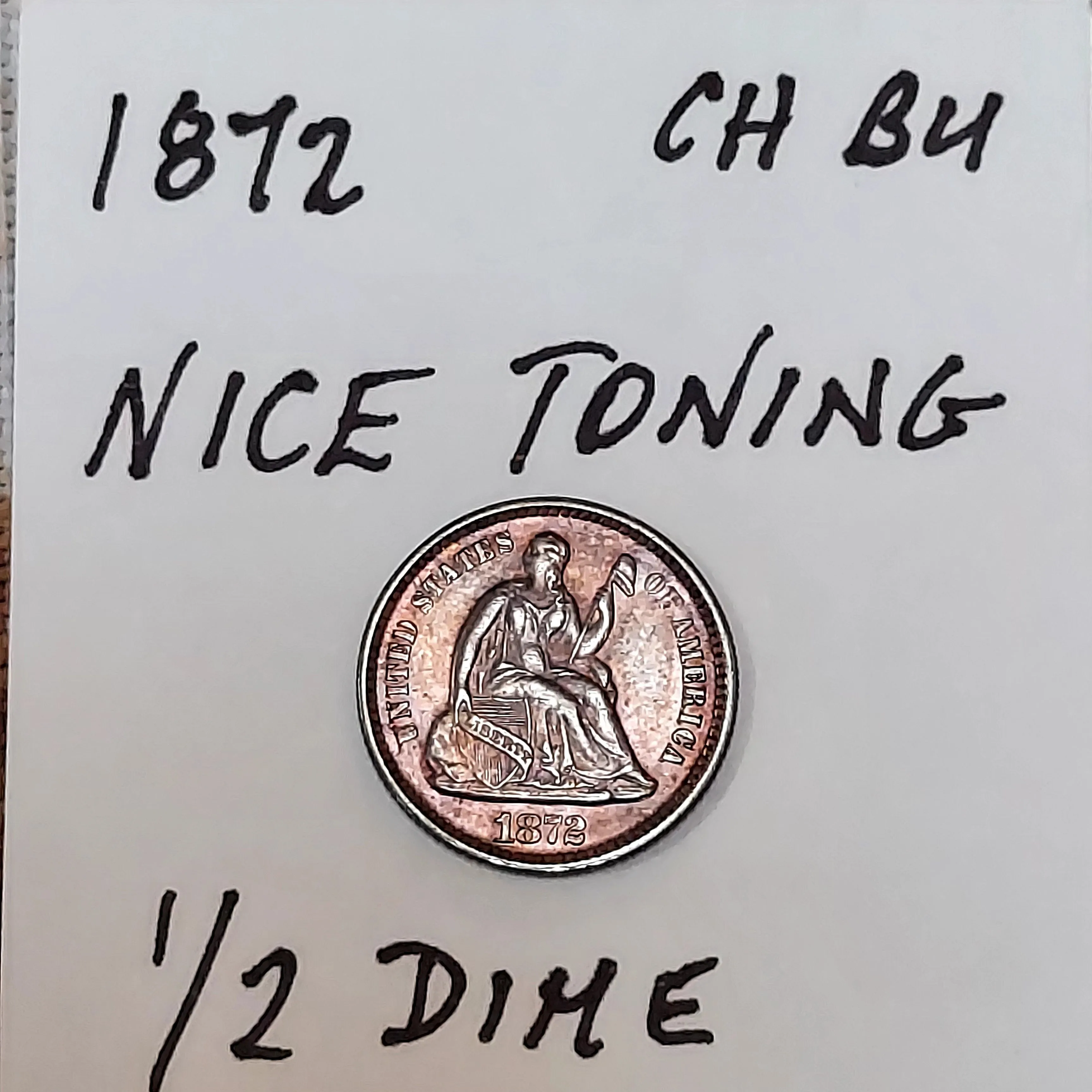 Product image for 1872 SEATED LIBERTY HALF DIME IN CHOICE BU