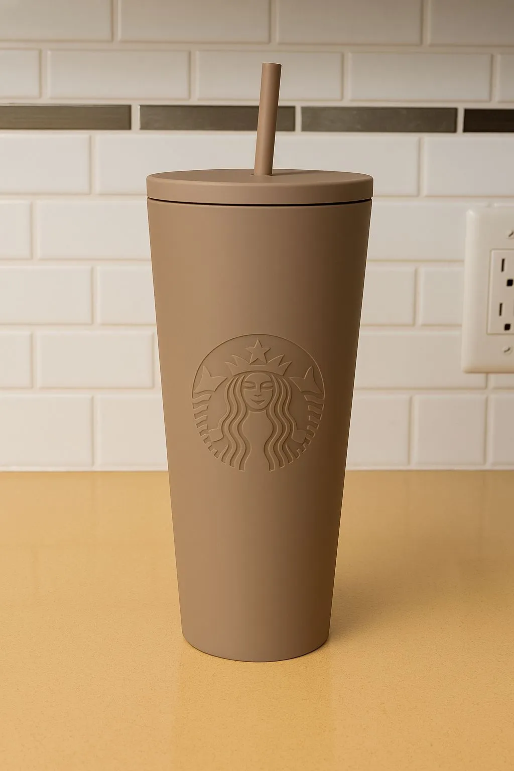 Product image for Soft Luxe Matte Beige Starbucks Tumbler Sip in Style Without Saying a Word 24 Oz