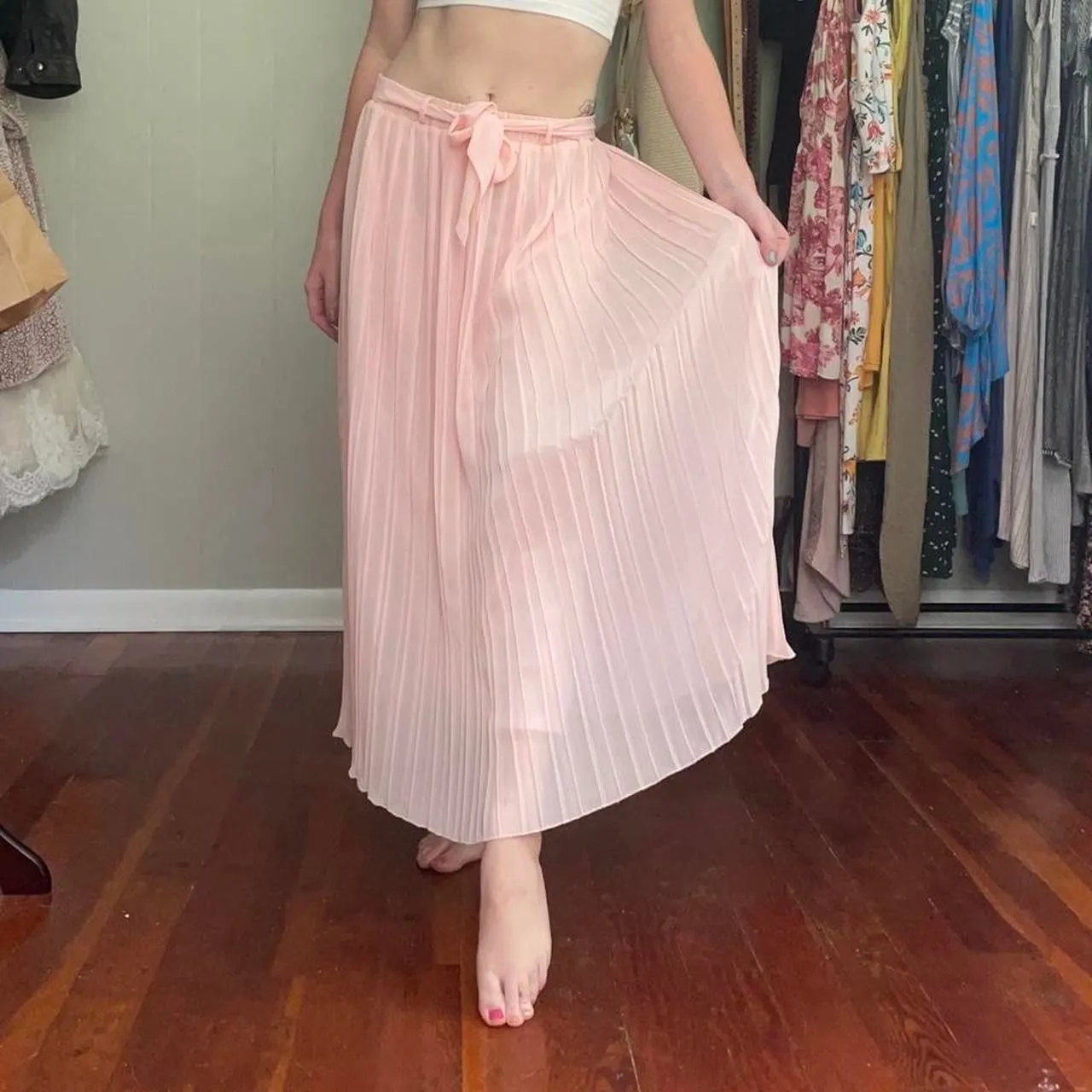 Product image for 5. Free People Pleayed Sheer Open-Front Maxi Skirt / 6