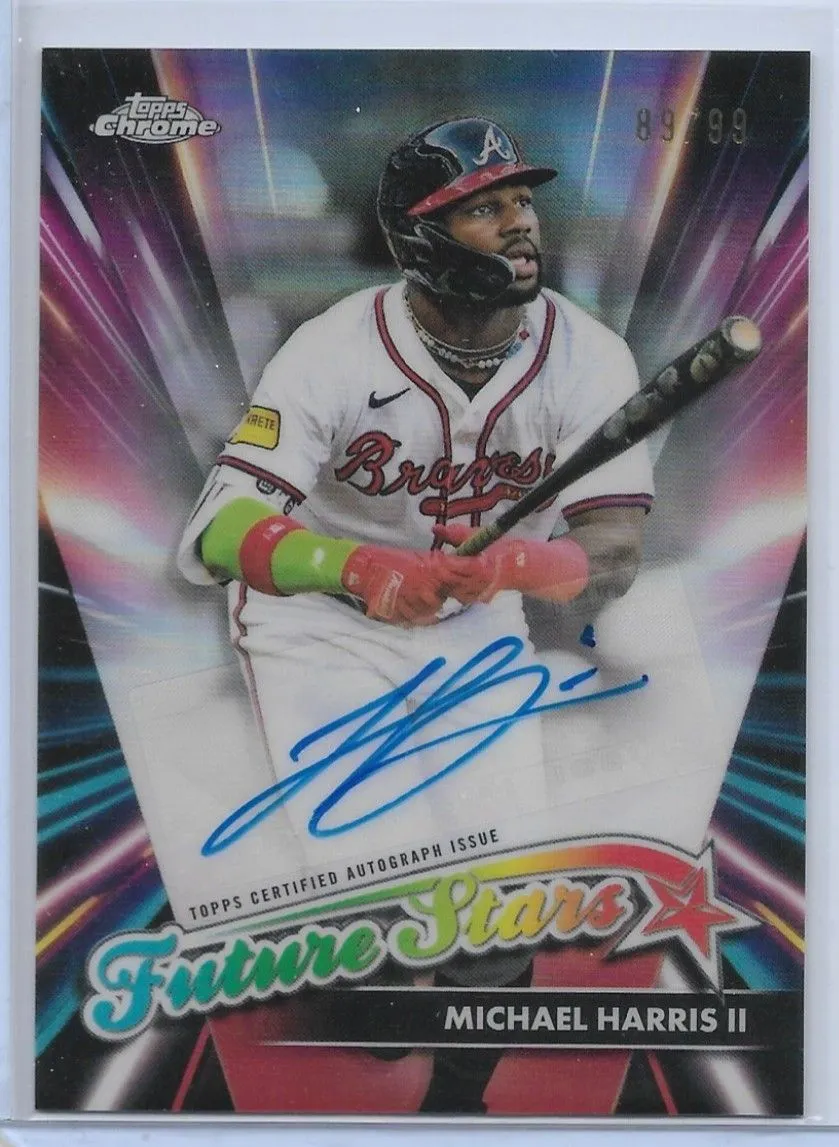 Product image for Topps Chrome Michael Harris II (Atlanta Braves) Future Stars SP Autographed Baseball Card 89/99 [2024]