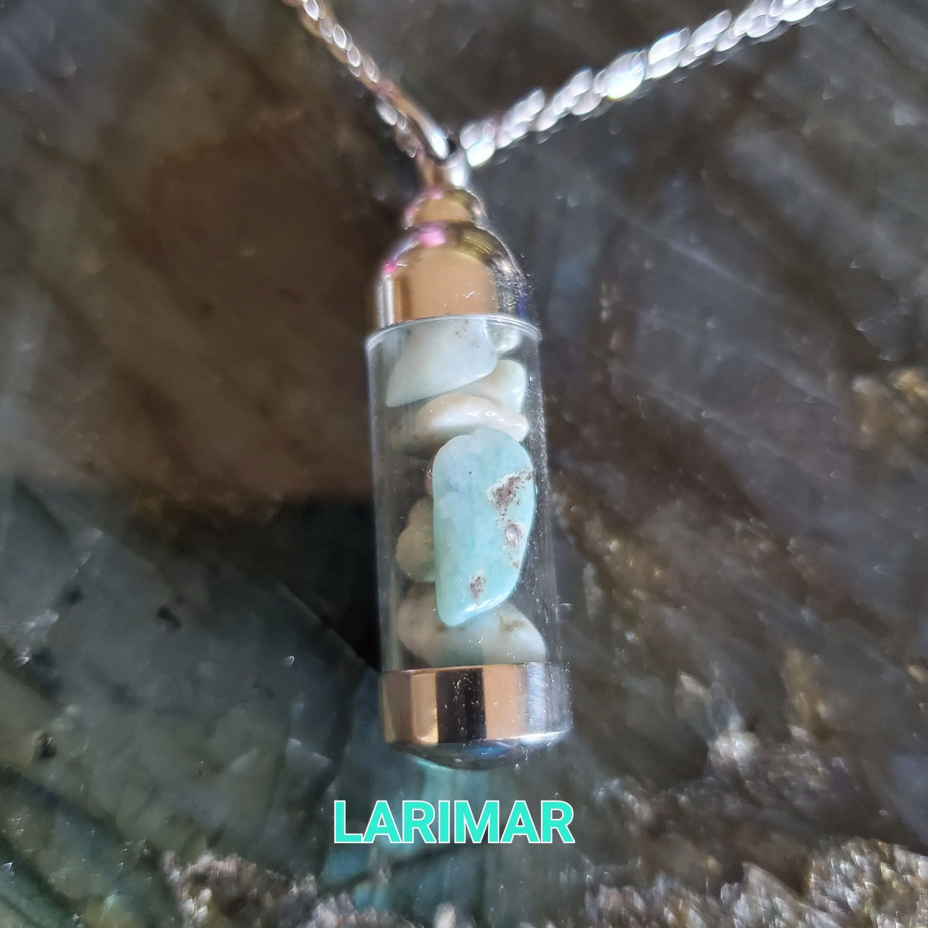 Product image for Larimar Chip Capsule Necklace