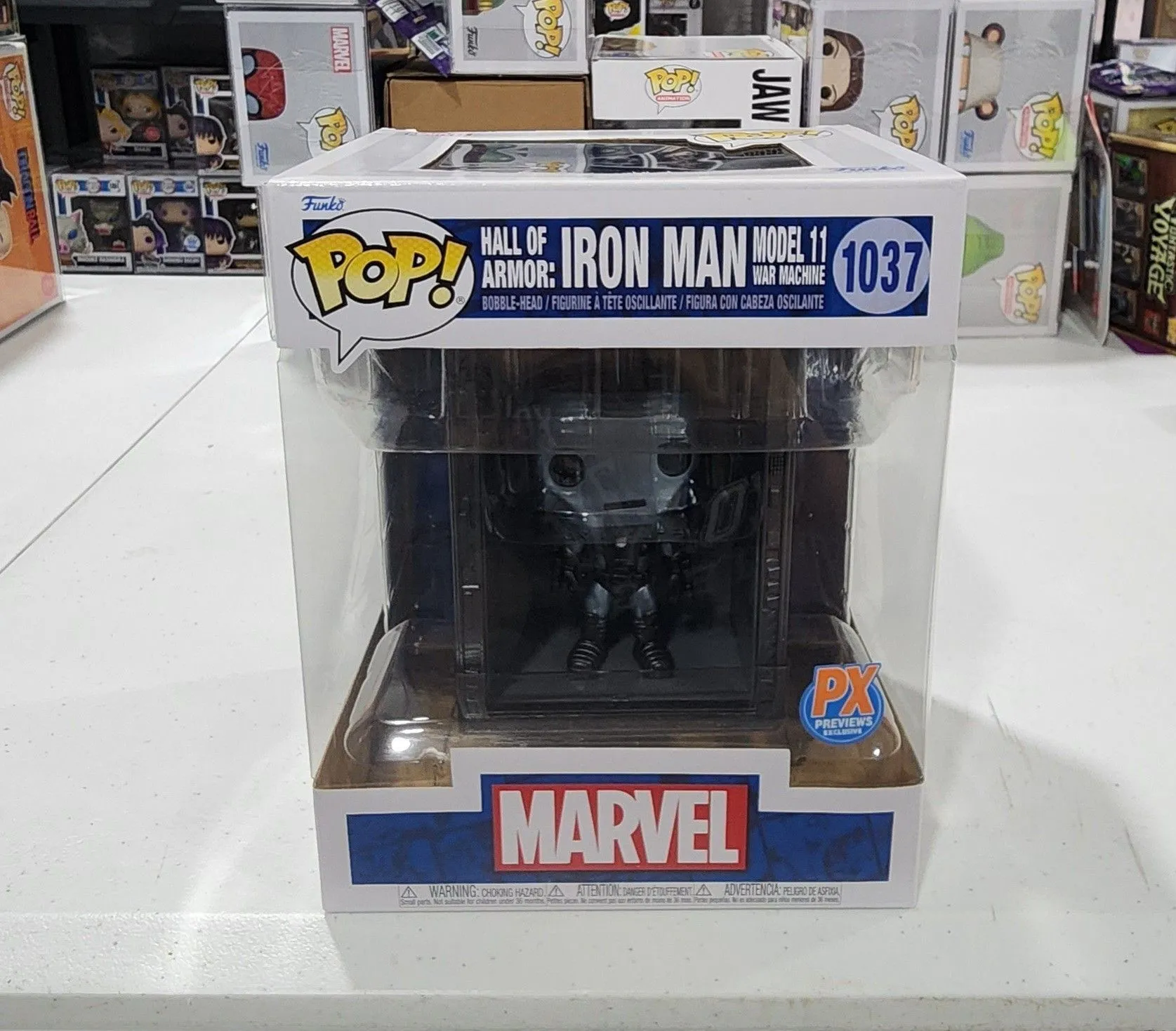 Product image for Funko Pop HALL OF ARMOR IRON MAN MODEL 11 War Machine PX Preview Exclusive #1037