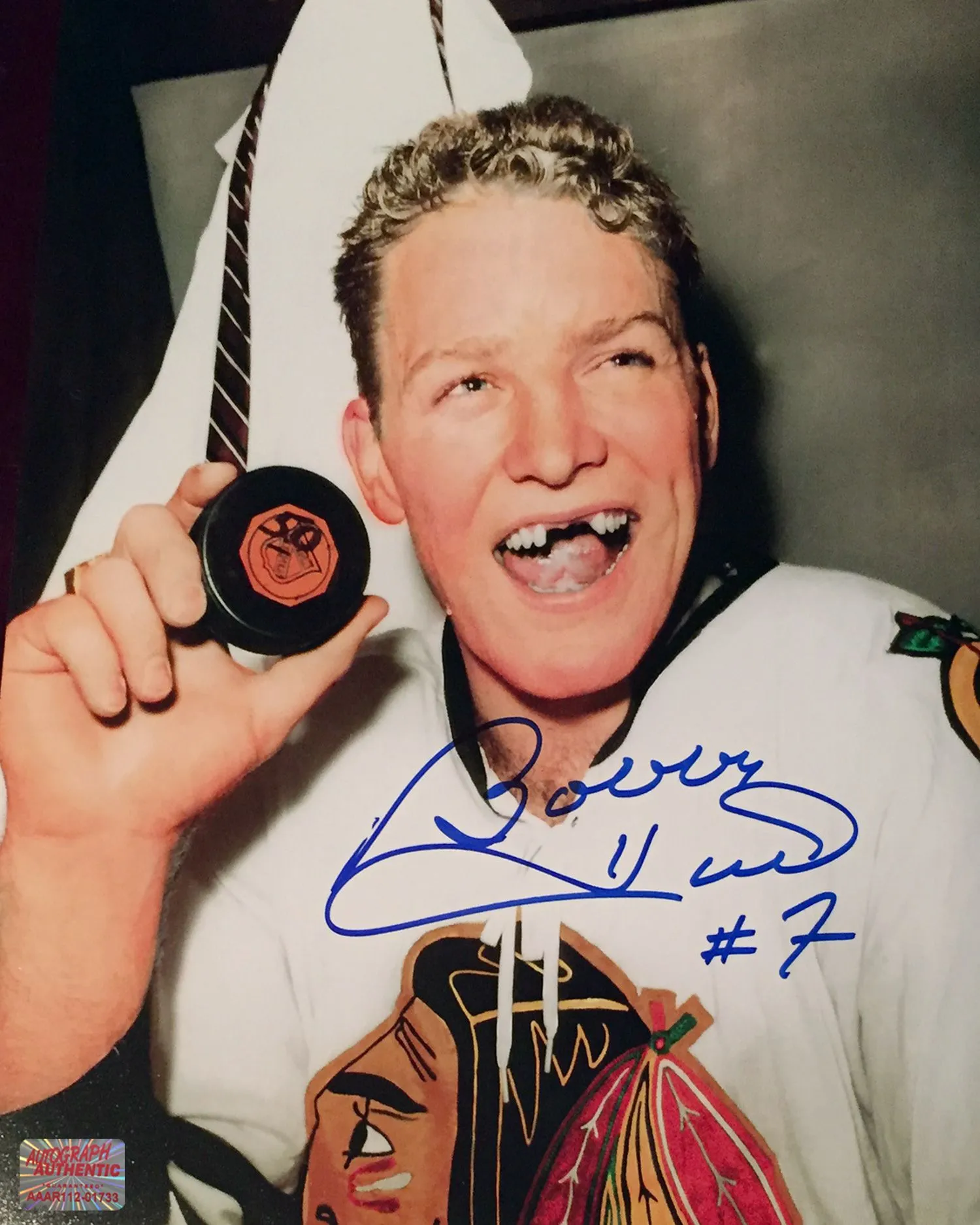Product image for Autographed Bobby Hull 50th Goal 8x10 Photo (Colour) - Chicago Blackhawks