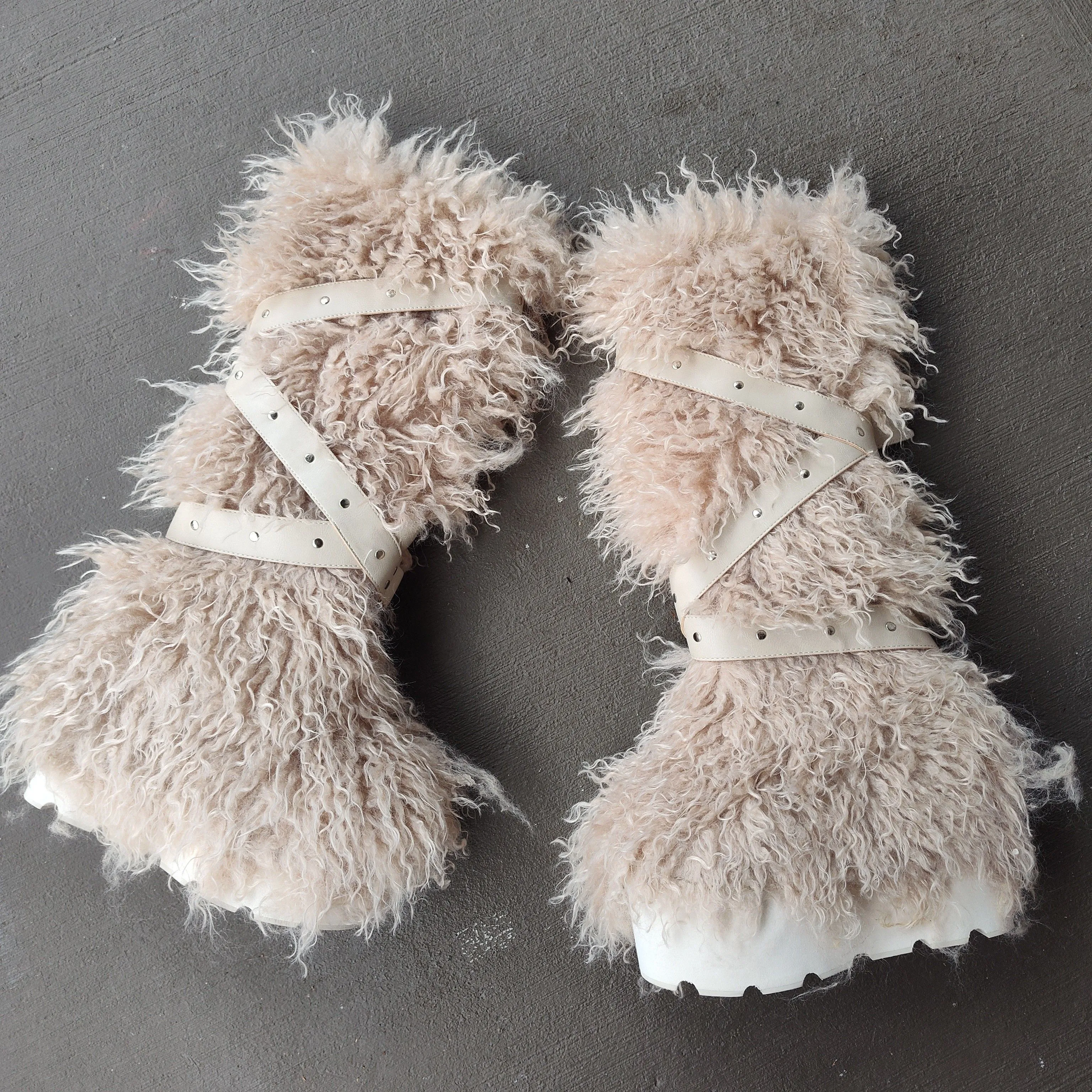 Product image for WILD INSTINCTS FAUX FUR BOOTS - SAND

cuz adventure is calling.  These knee high boots have a faux 