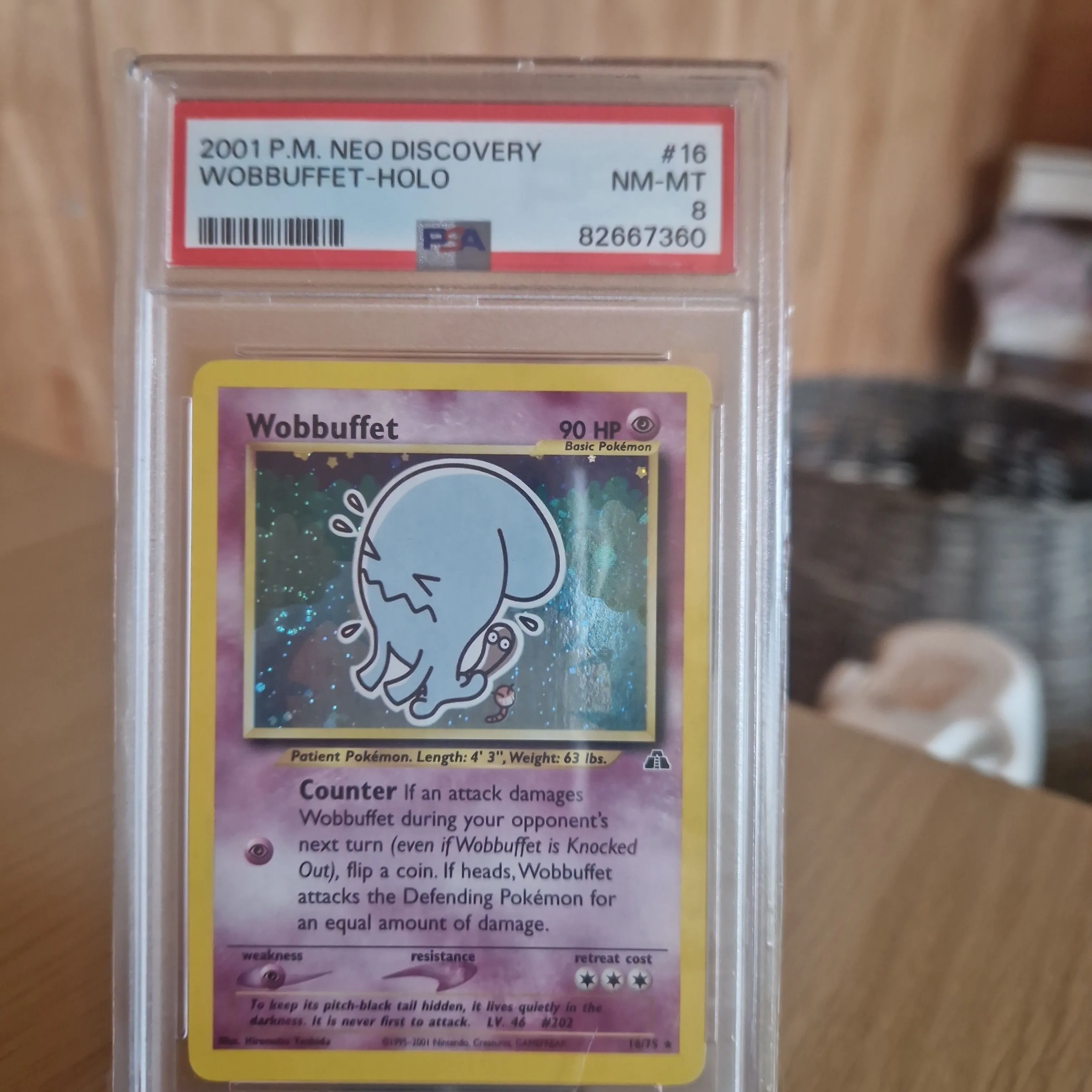 Product image for 2001 Pokemon Neo Discovery Wobbuffet-Holo  PSA NM-MT 8