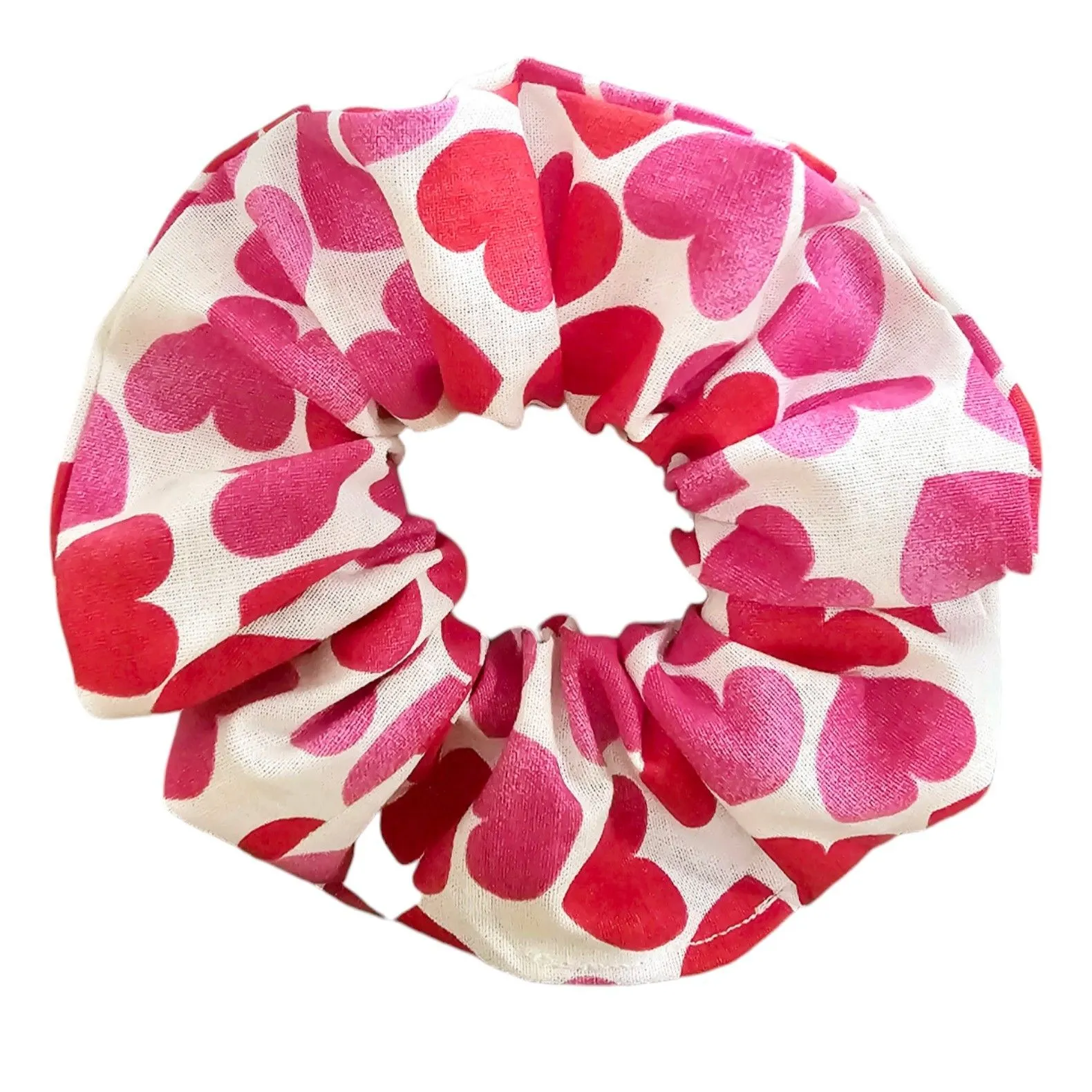 Product image for Valentines Day Pink Hearts on White scrunchie