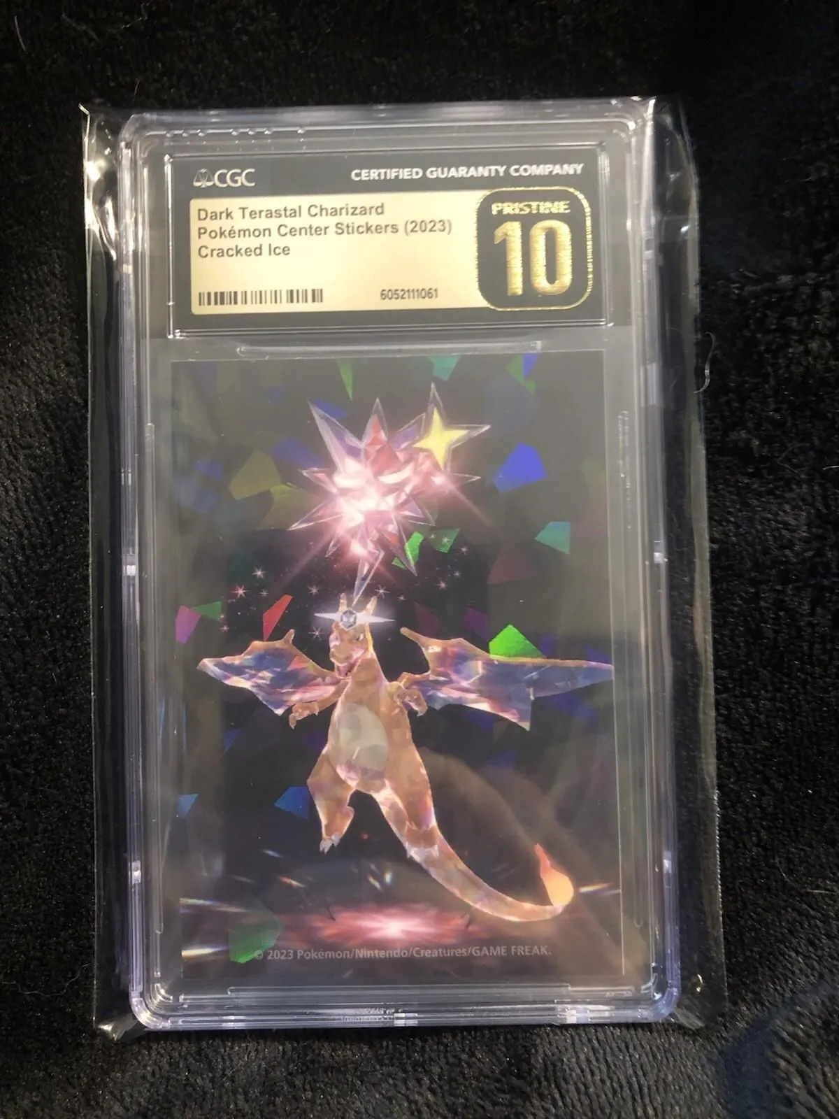 Product image for Pokemon CGC Pristine 10 Charizard Pokemon Center Stickers 2023 Cracked Ice