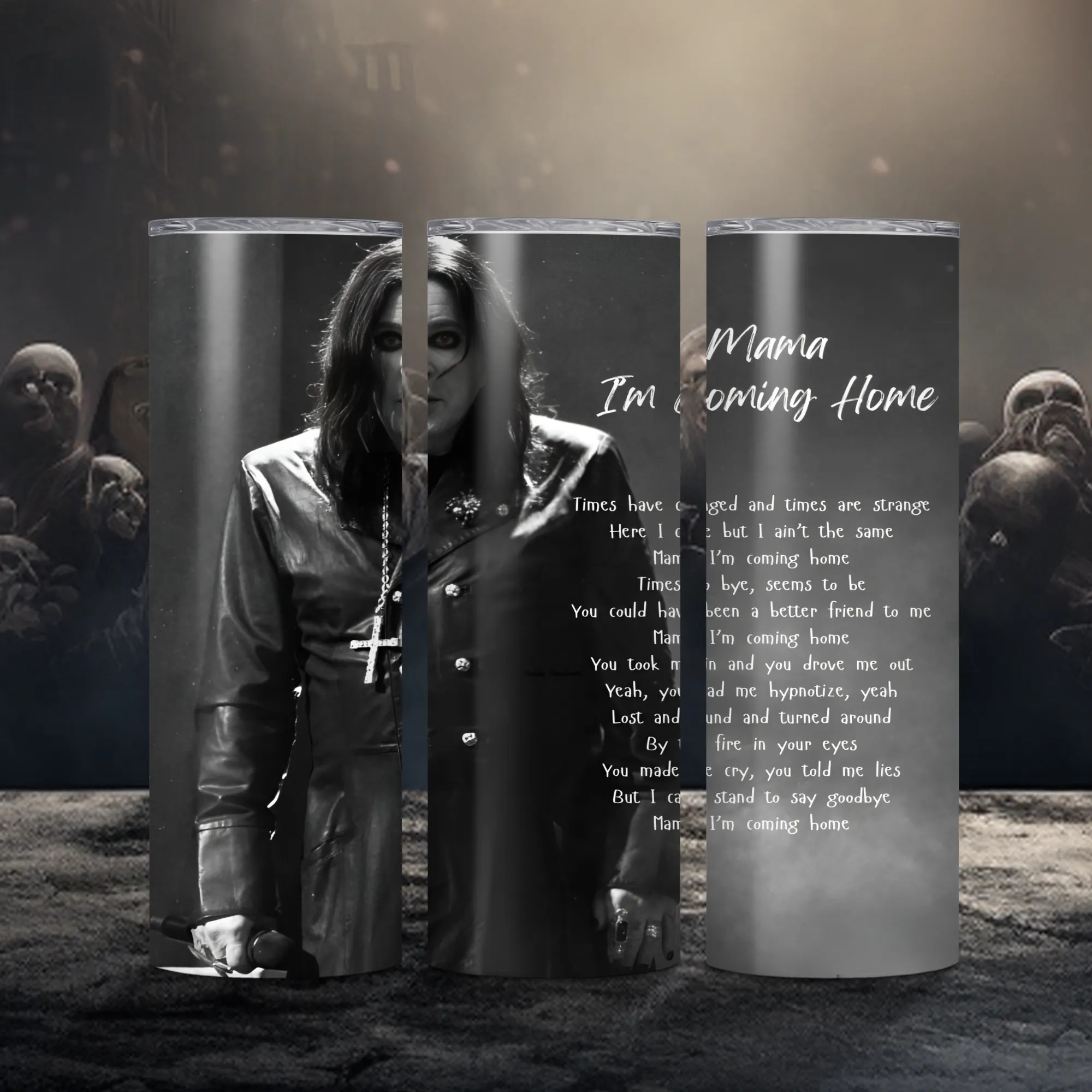 Product image for Ozzy, Mama I'm Coming Home 20oz stainless steel reusable tumbler with lid and straw