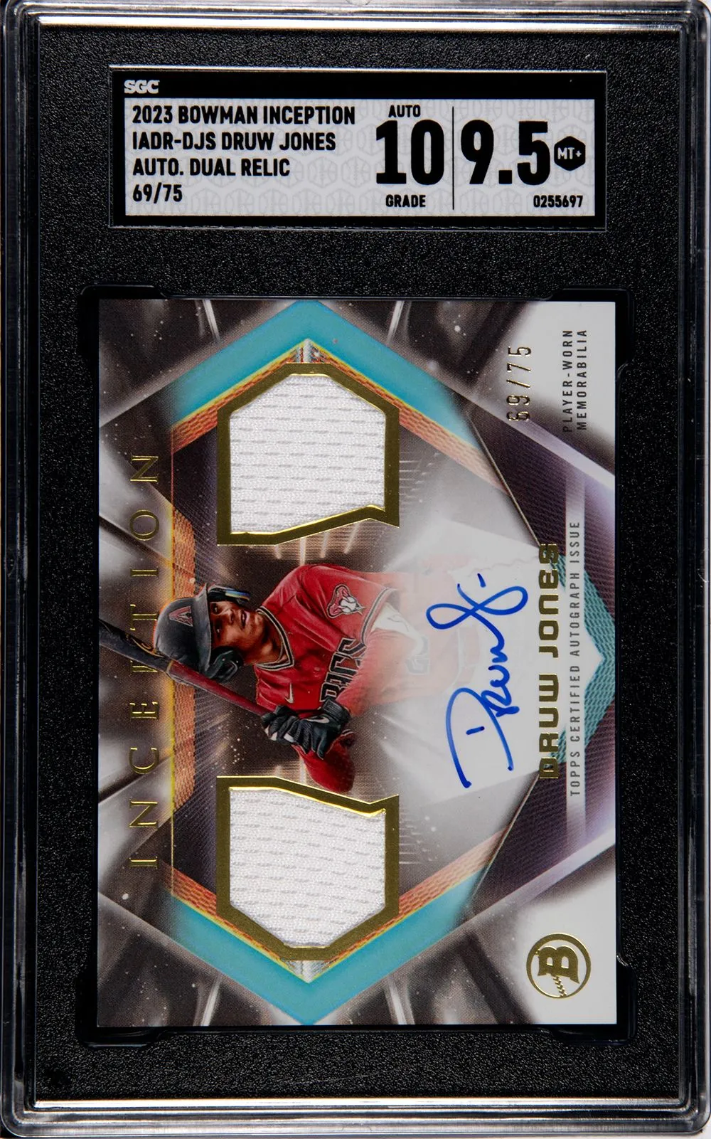 Product image for 2023 Bowman Inception Druw Jones Auto Relic /75 Sgc 10/9.5