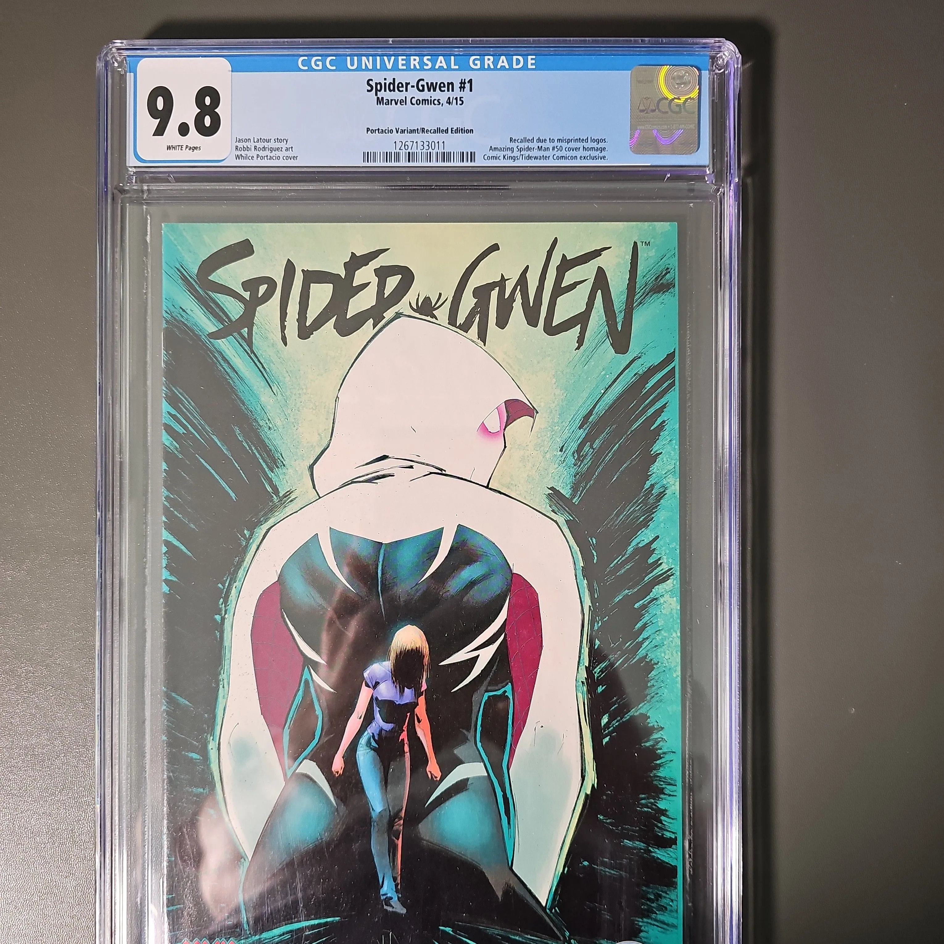 Product image for Spider-Gwen 1 RARE Portacio Recalled Edition CGC 9.8 2015