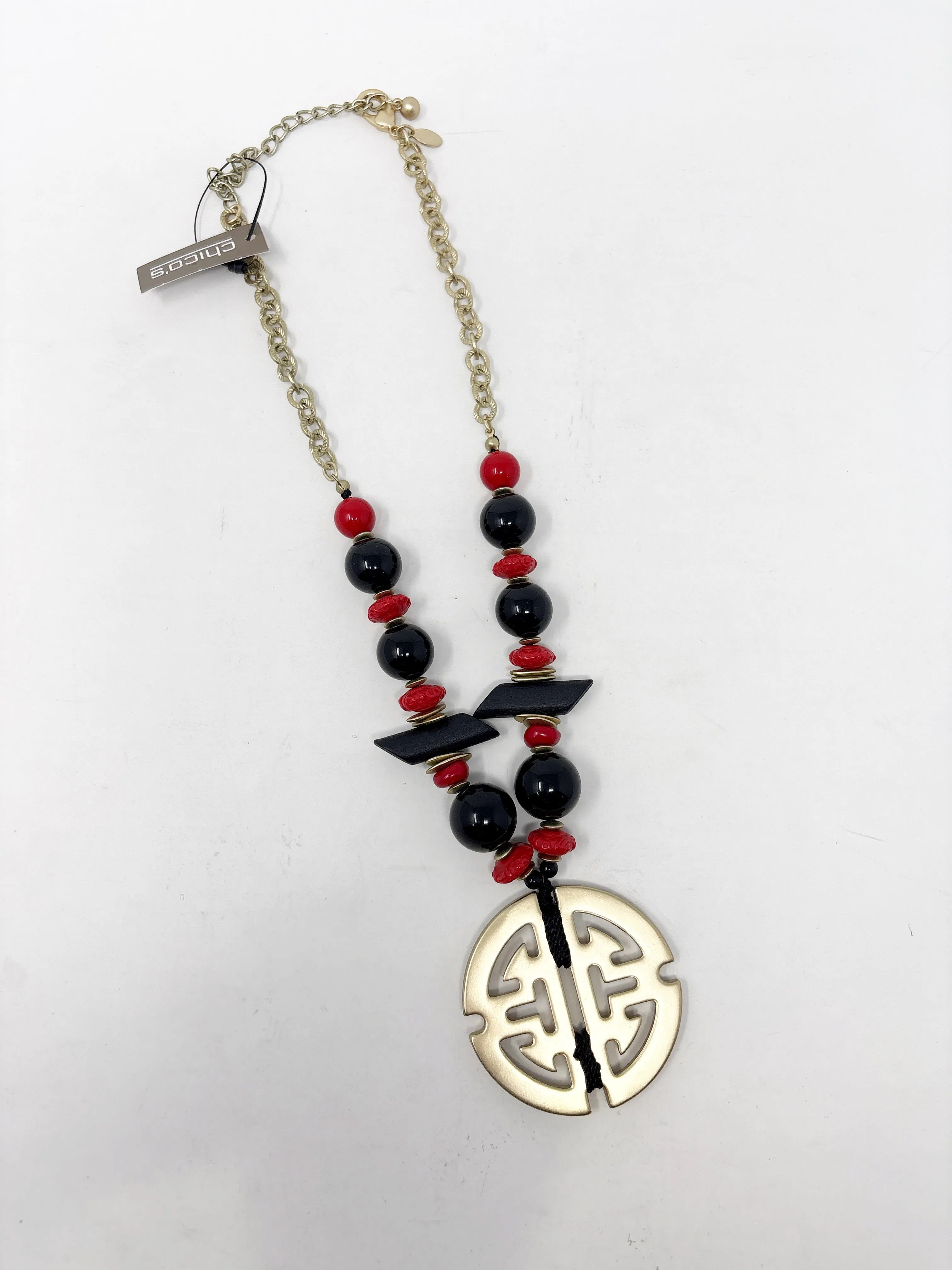 Product image for #295 Chico's Red, Black, & Gold Necklace