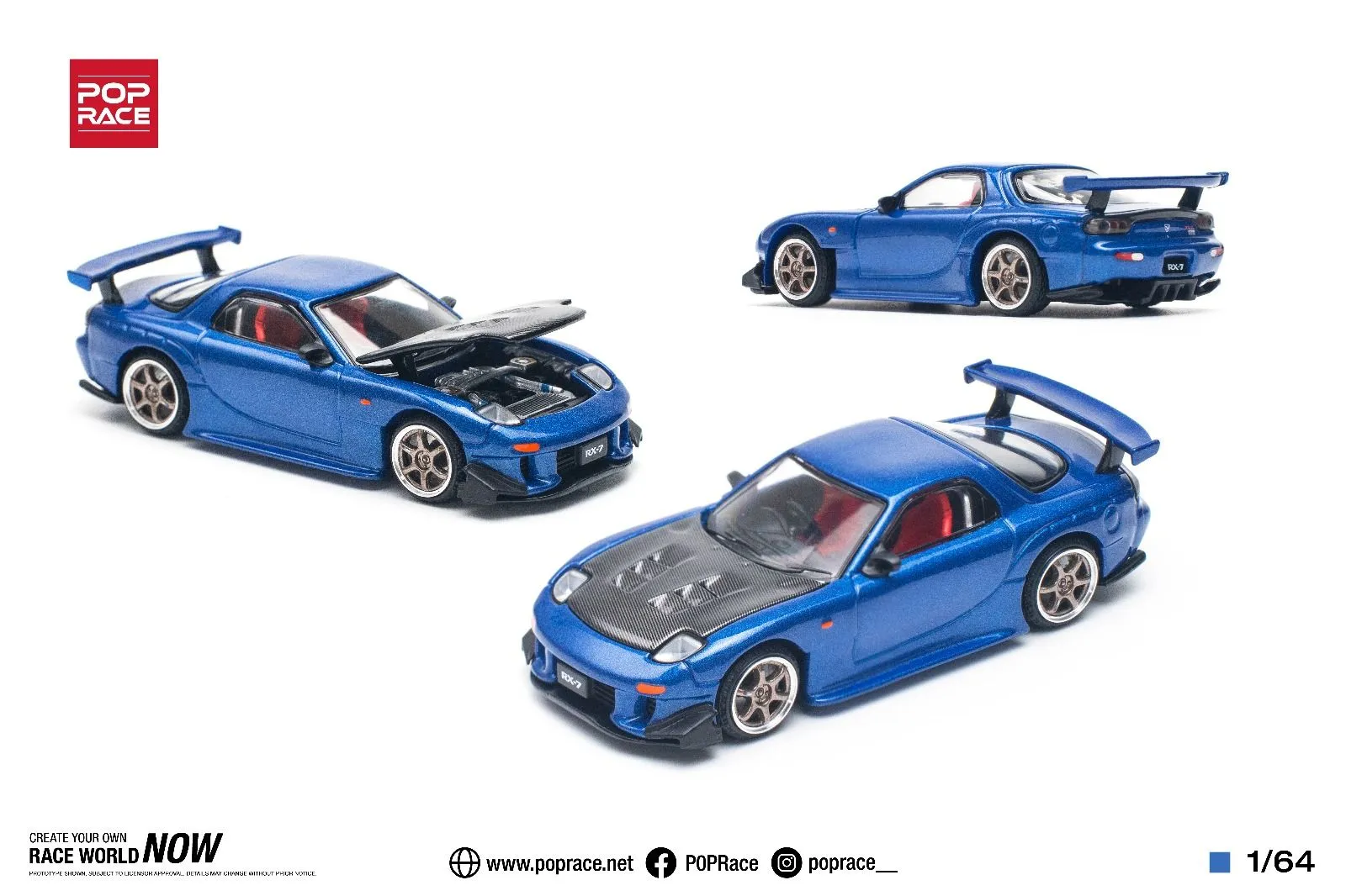 Product image for Pop Race Mazda RX-7 (FD3S) Re-Amemiya Widebody (Metallic blue)
