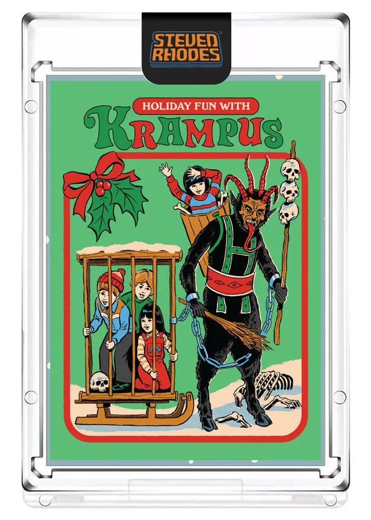 Product image for Steven Rhodes “Holiday Fun with Krampus” Collectible Art Card (Serial Number LE #/199) Atomic Foil Variant