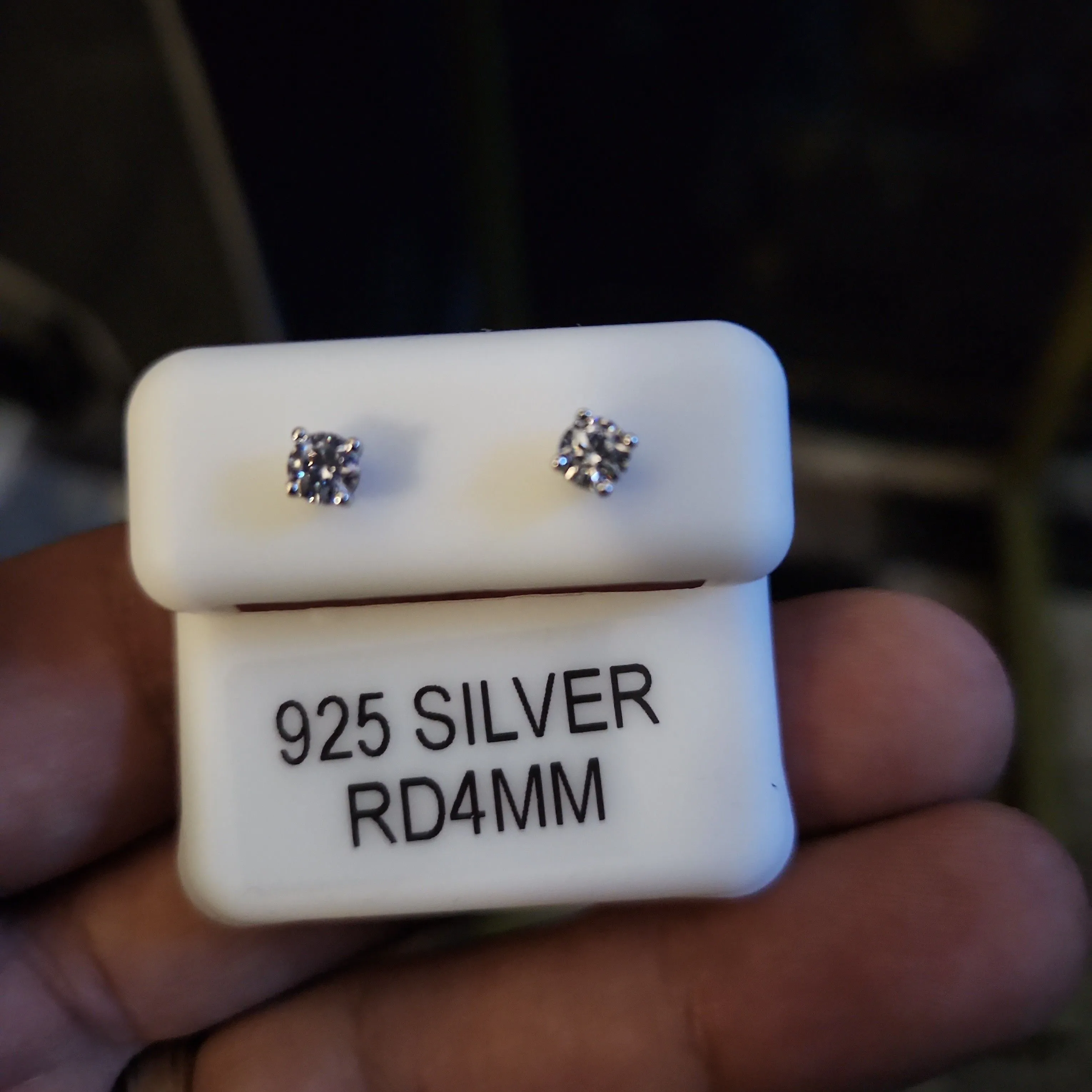 Product image for 4mm round cut cz studs in 925 sterling