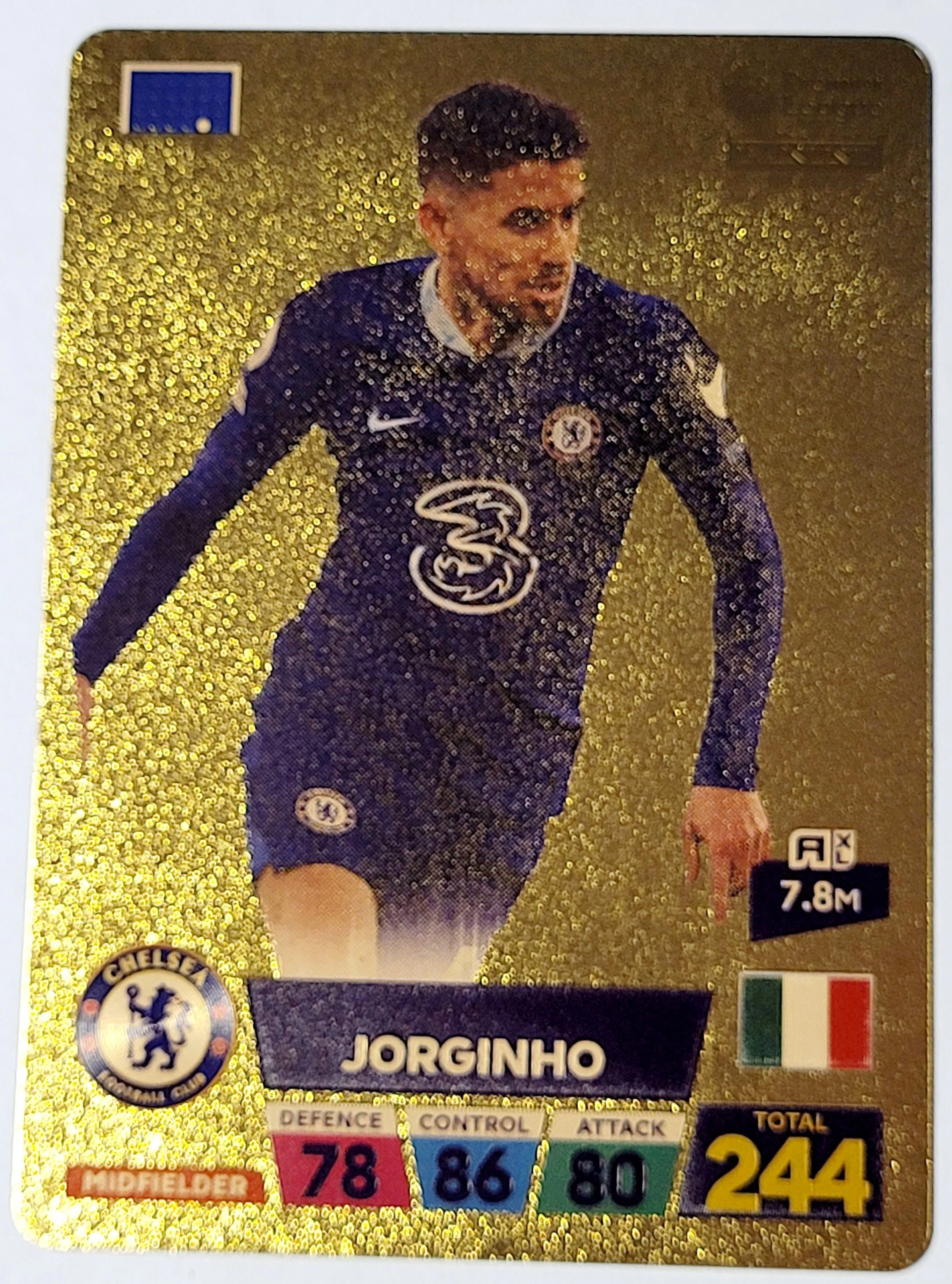 Product image for 2022 Jorginho (Midfielder) Panini World Soccer Stars Plastic Gold Color Card Near Mint Condition. Th