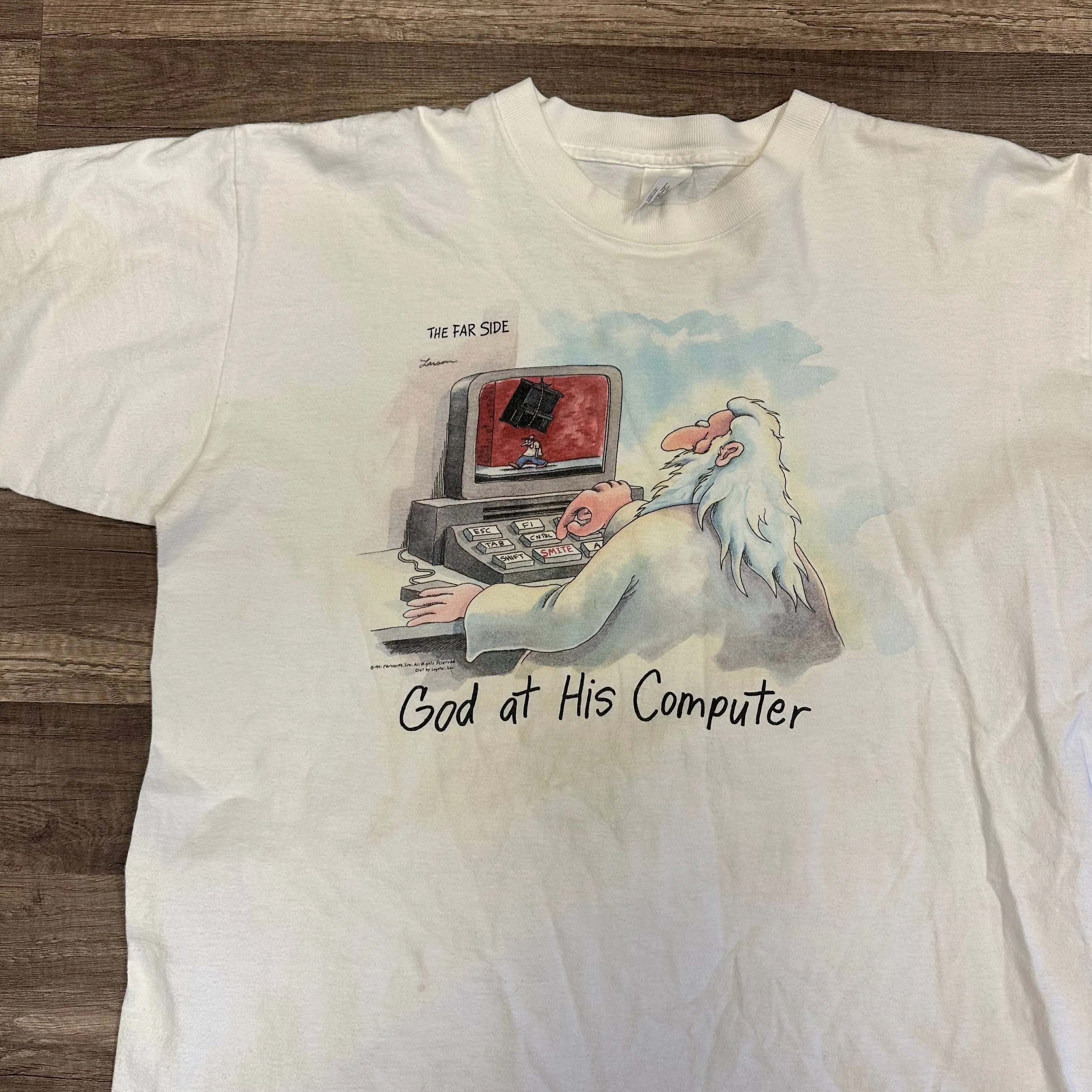 Product image for VTG The Far Side God White Tee SZ XL