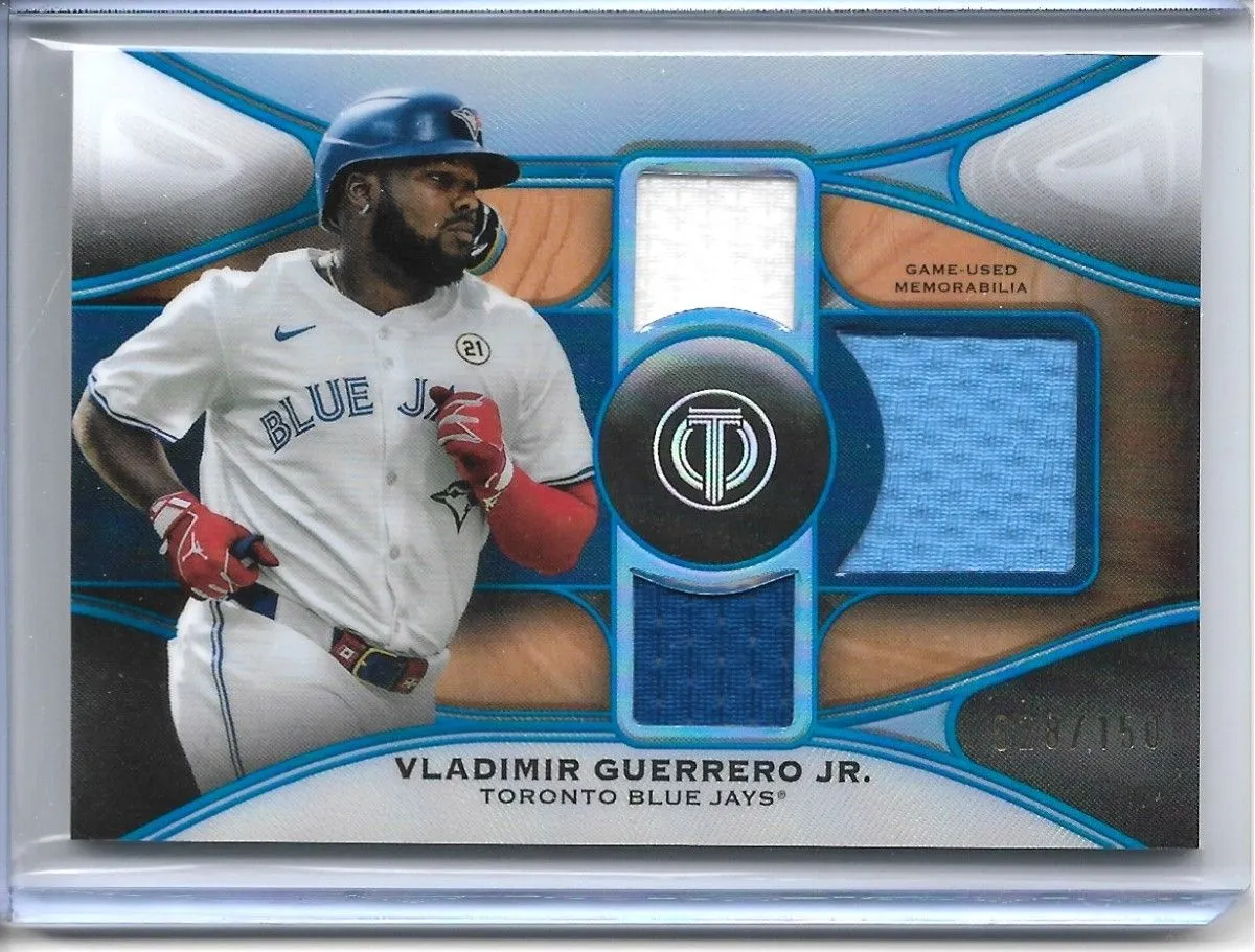 Product image for Topps Tribute Vladimir Guerrero Jr (Toronto Blue Jays) 2025 Baseball Card Triple Relic 028/150