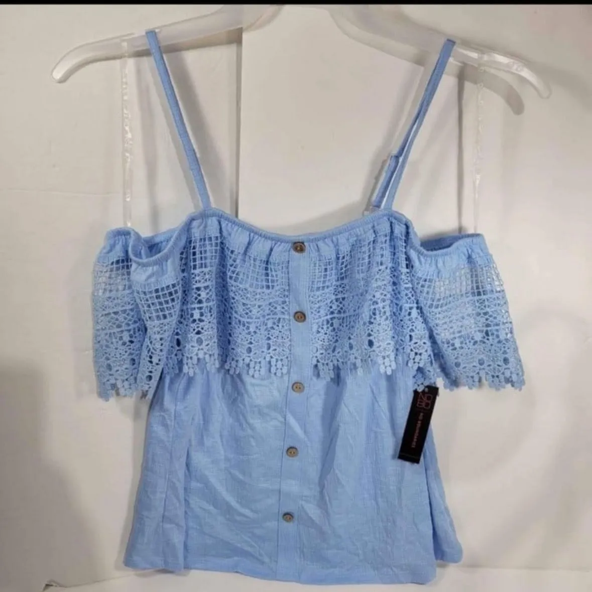 Product image for Womens/Juniors Size XXL 19 Blue No Boundaries Off The Shoulder Tank Top