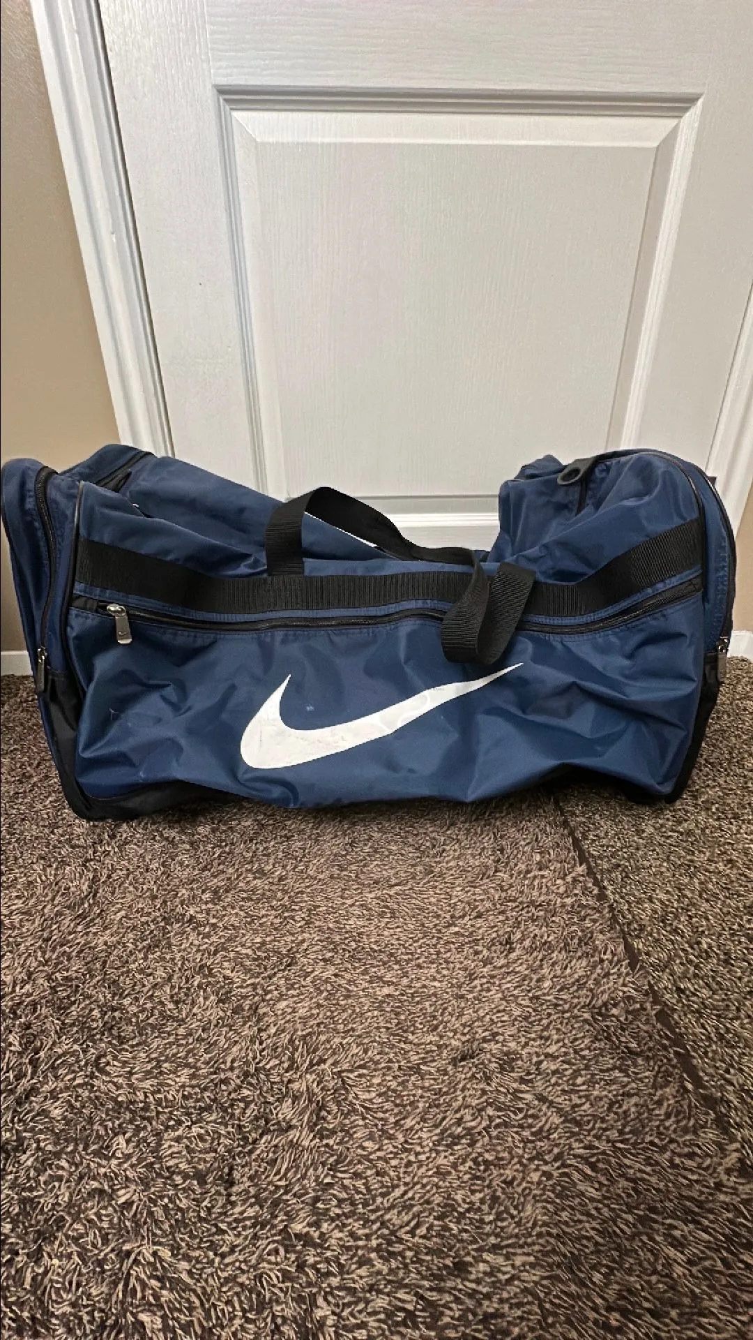 Product image for Nike large bag. Blue. 2' wide. Non smoking home  great condition