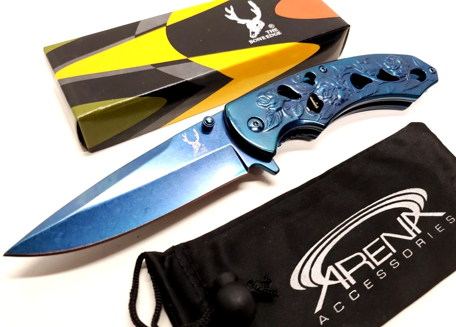 Product image for Spring Assisted Roses Pocket Knife Ladies Girls Womens EDC Blade