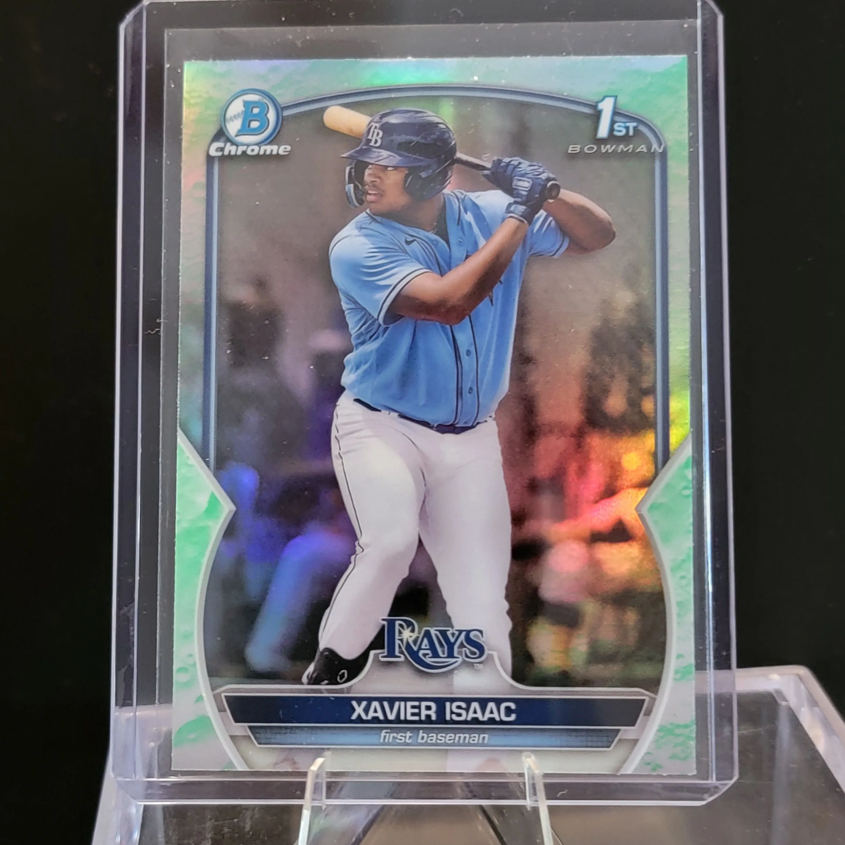 Product image for 2023 Bowman Crome 1st Xavier Isaac Lunar Glow Refractor: Tampa Bay Rays
