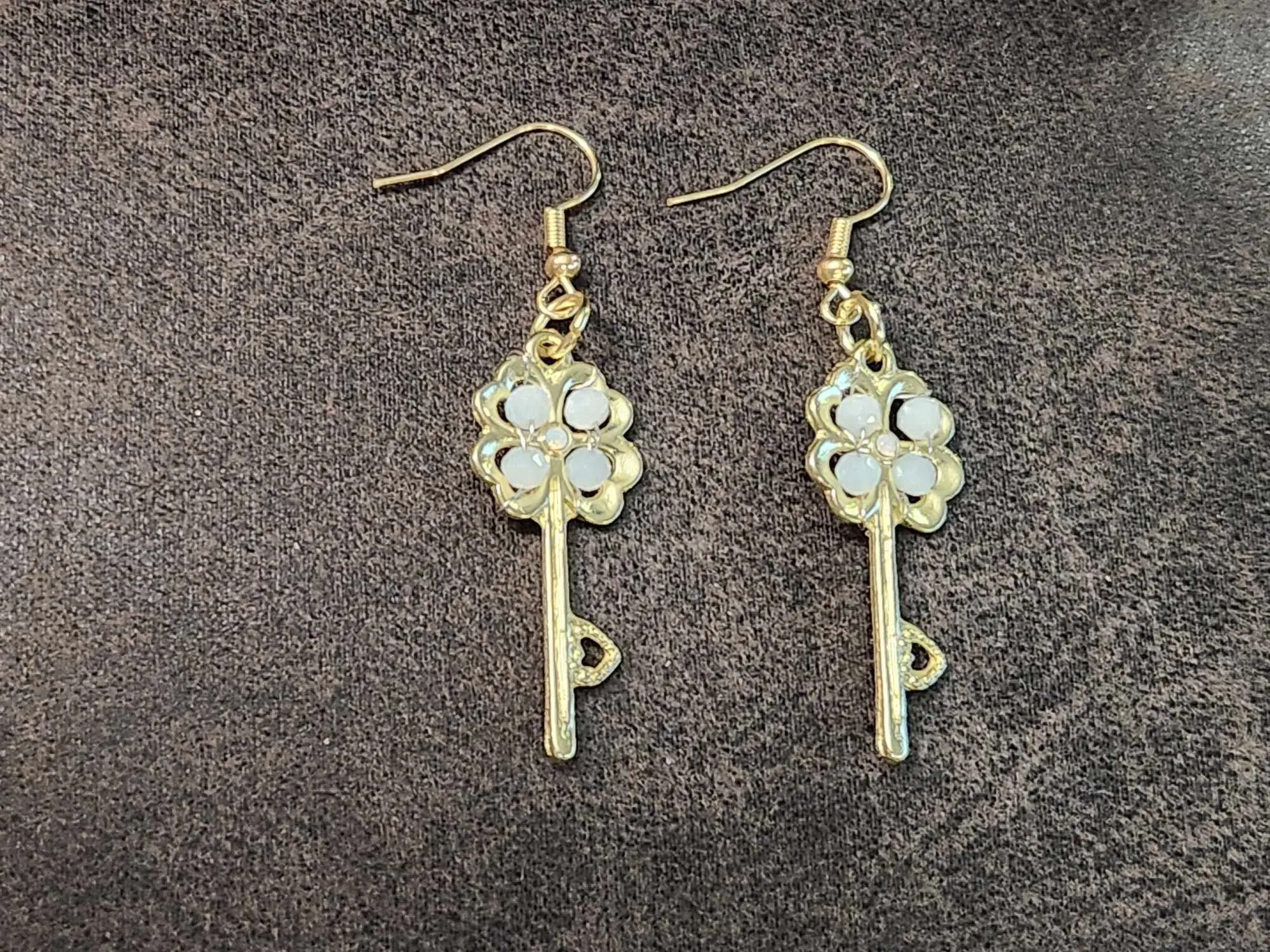 Product image for Gold Opalite Beaded Key Earrings   