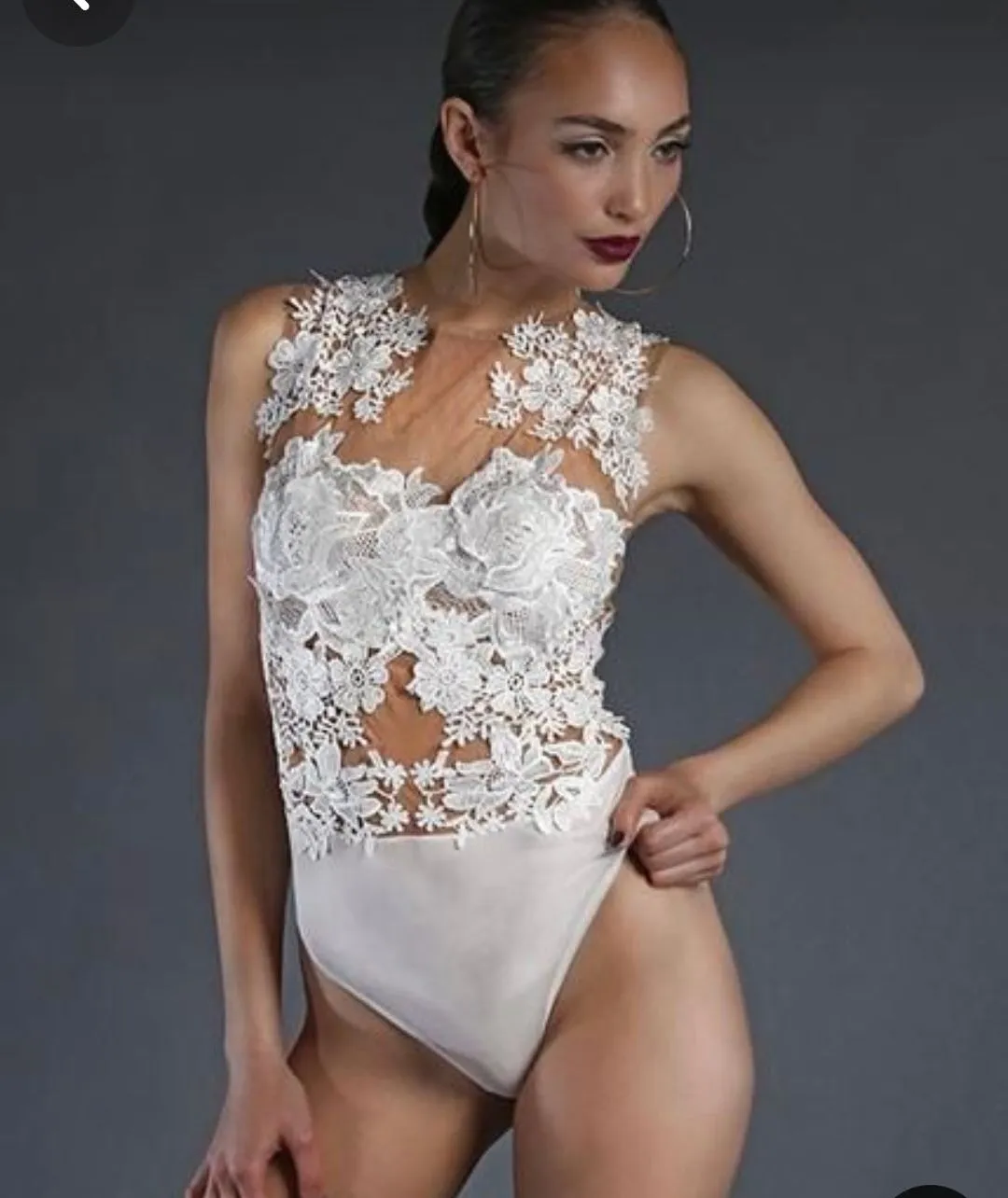 Product image for CQ by CQ EMBROIDERED ILLUSION BODYSUIT SZ S