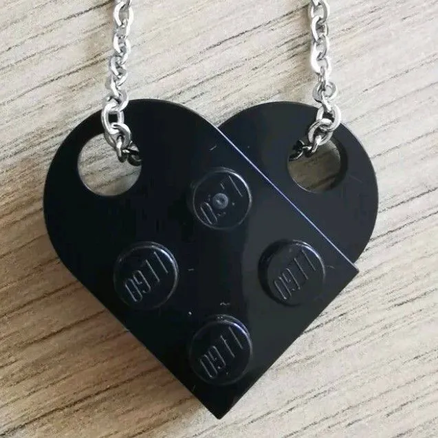 Product image for BLACK LEGO HEART NECKLACE