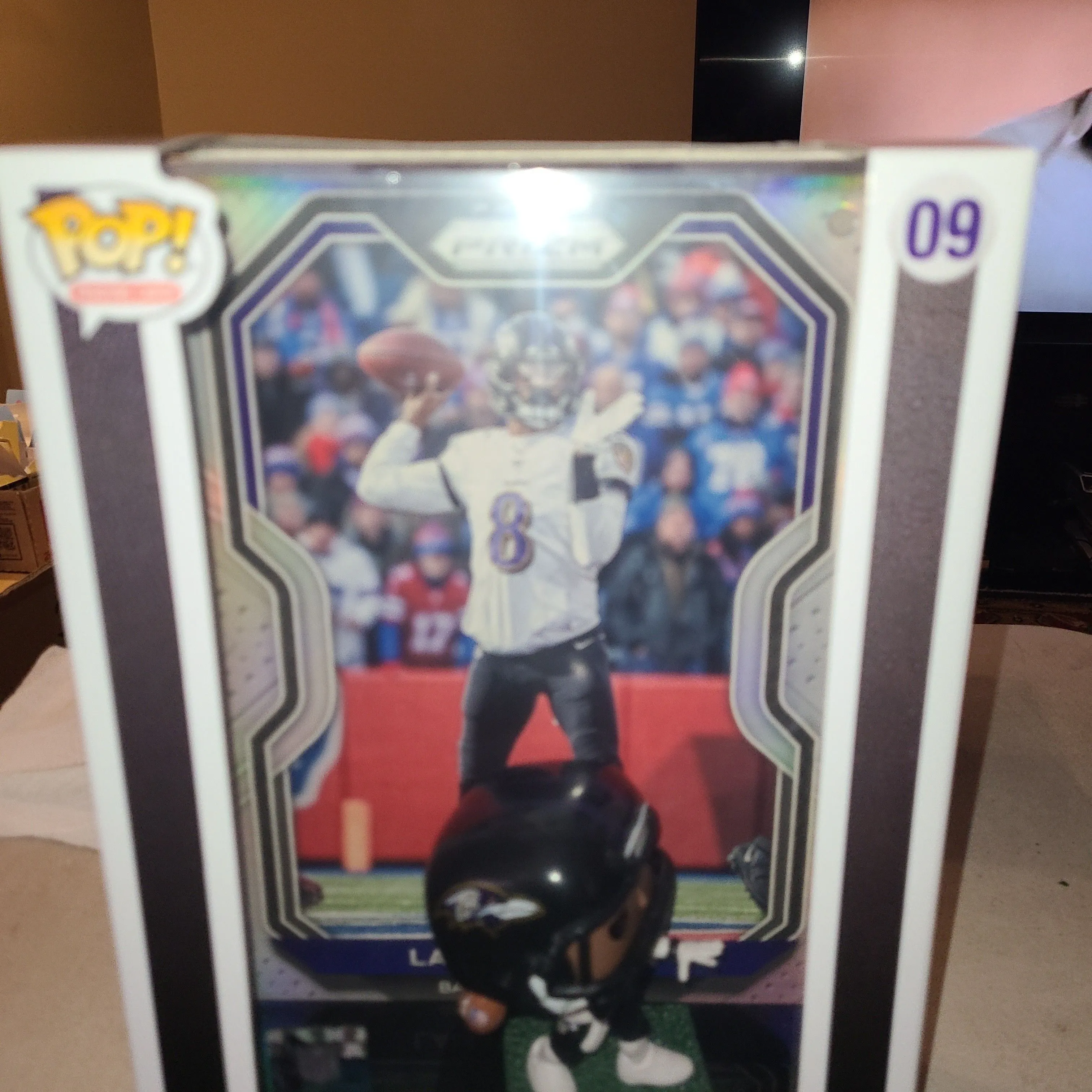 Product image for Lamar Jackson  Baltimore Ravens Panini Prism Trading card Funko Pop! #09