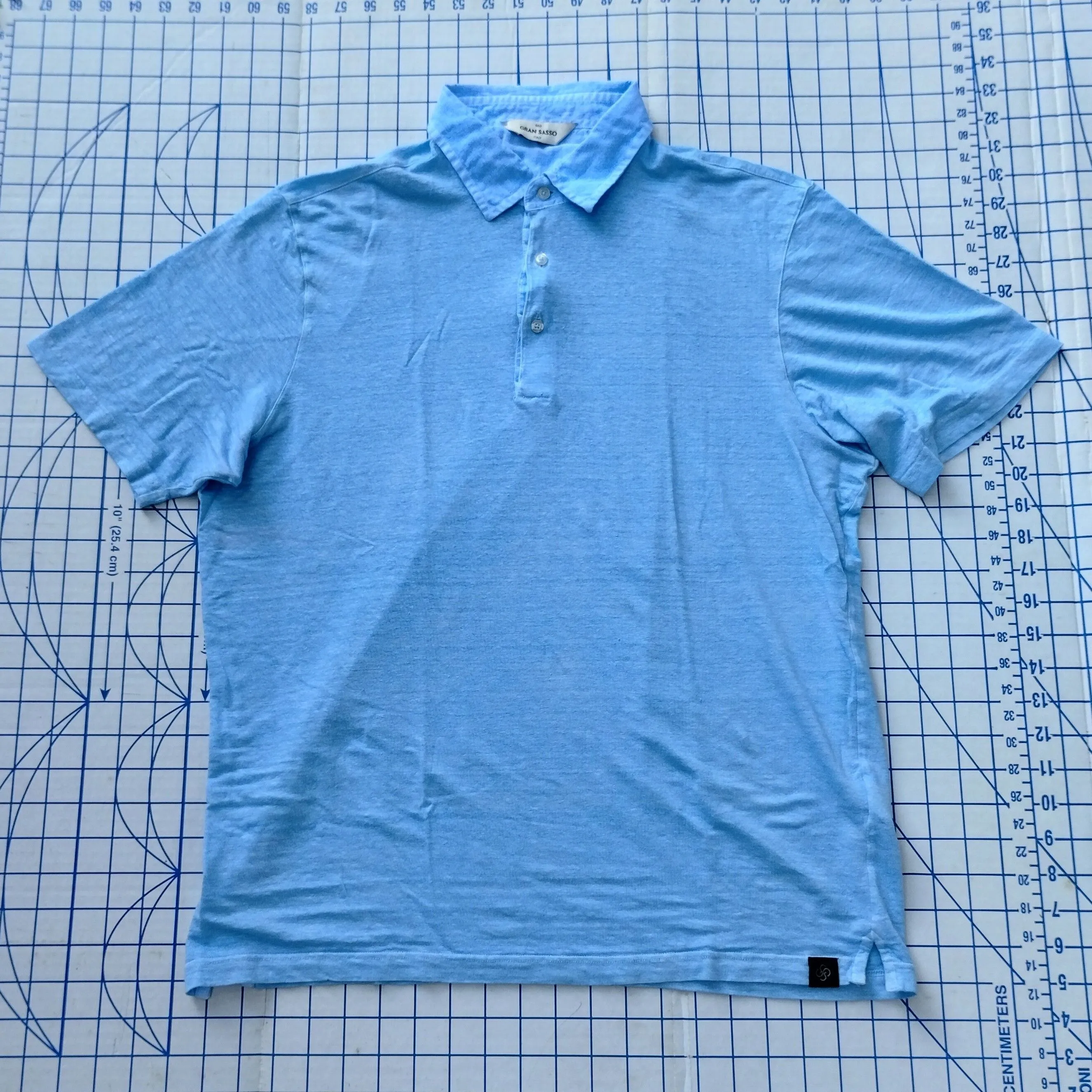 Product image for 1952 Gran Sasso Italy Polo Shirt M 100% Linen Blue 21.5" x 28.5"