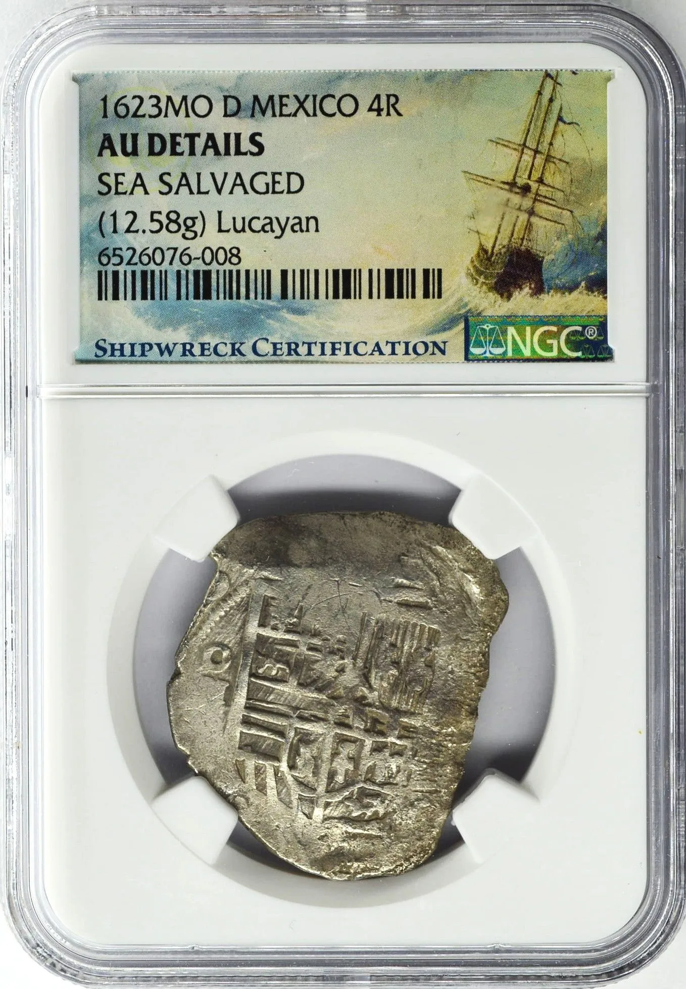 Product image for 1623 MO D MEXICO 4R REALES SEA SALVAGED NGC AU DETAILS 12.58G LUCAYAN 