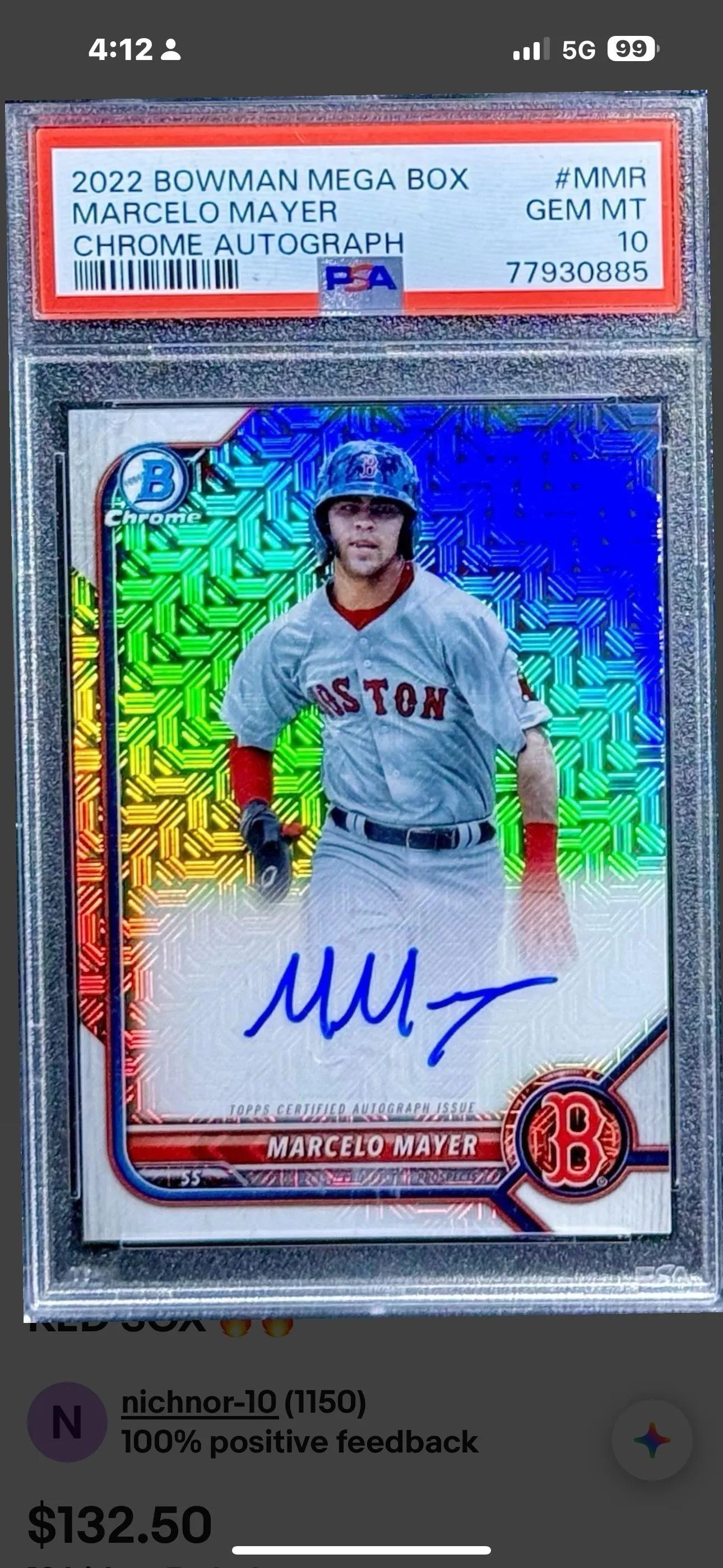 Product image for 2022 BOWMAN CHROME MARCELO MAYER MEGA BOX MOJO AUTO PSA 10 GEM MINT RED SOX 🔥🔥
