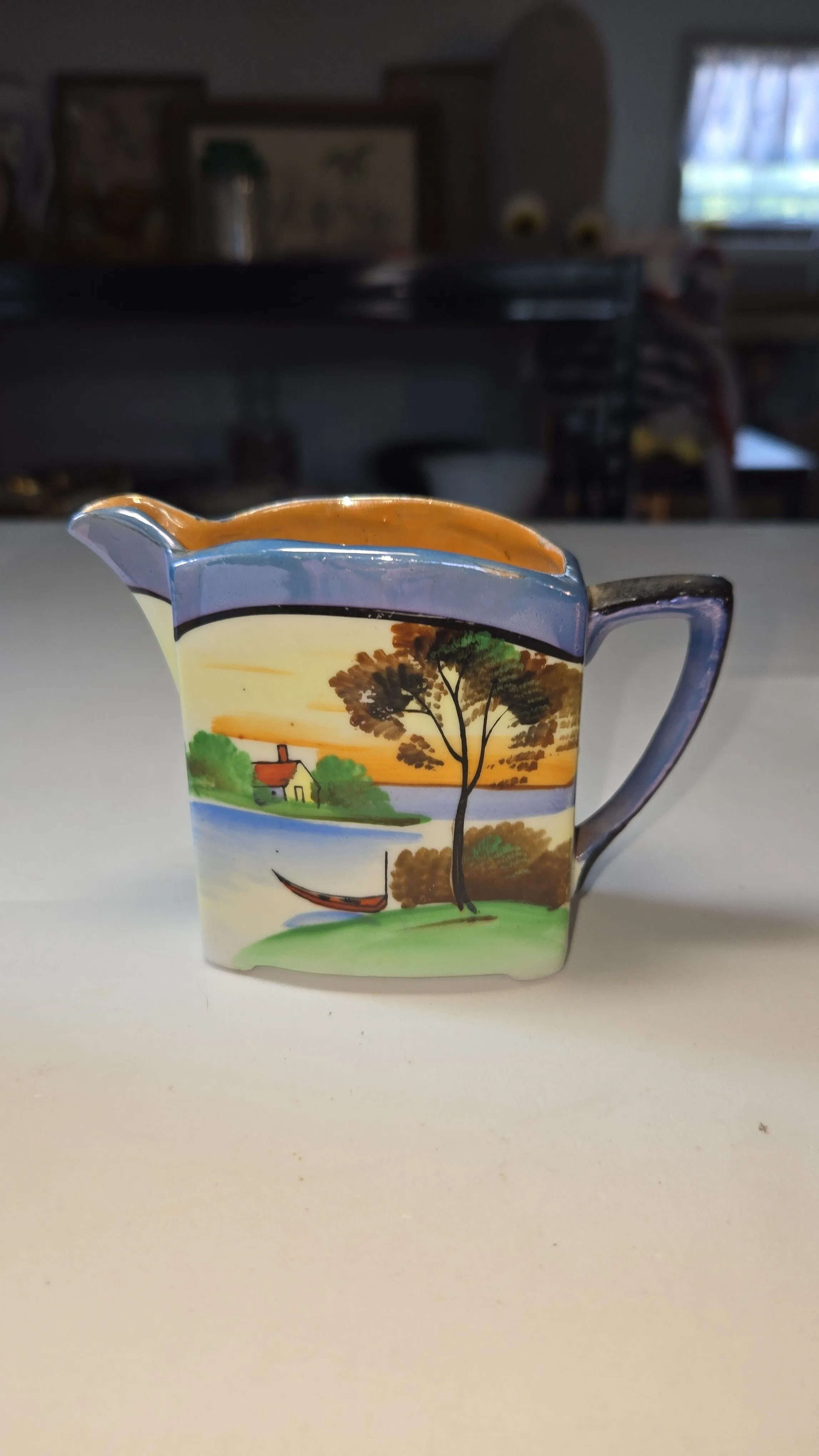 Product image for 1537-Japan Hand Painted Blue Lusterware Creamer