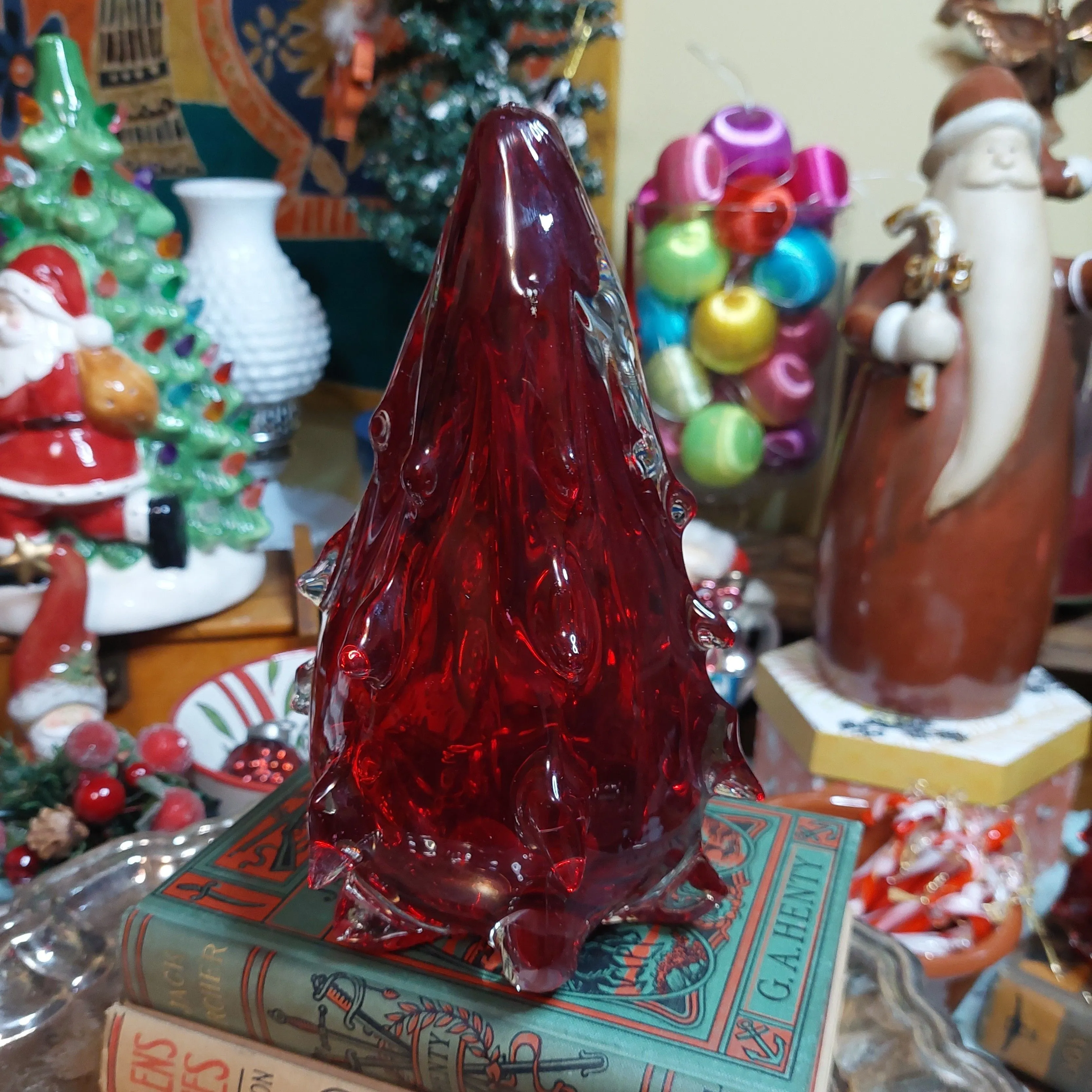 Product image for 1004 Blown Glass Red Christmas Tree #2