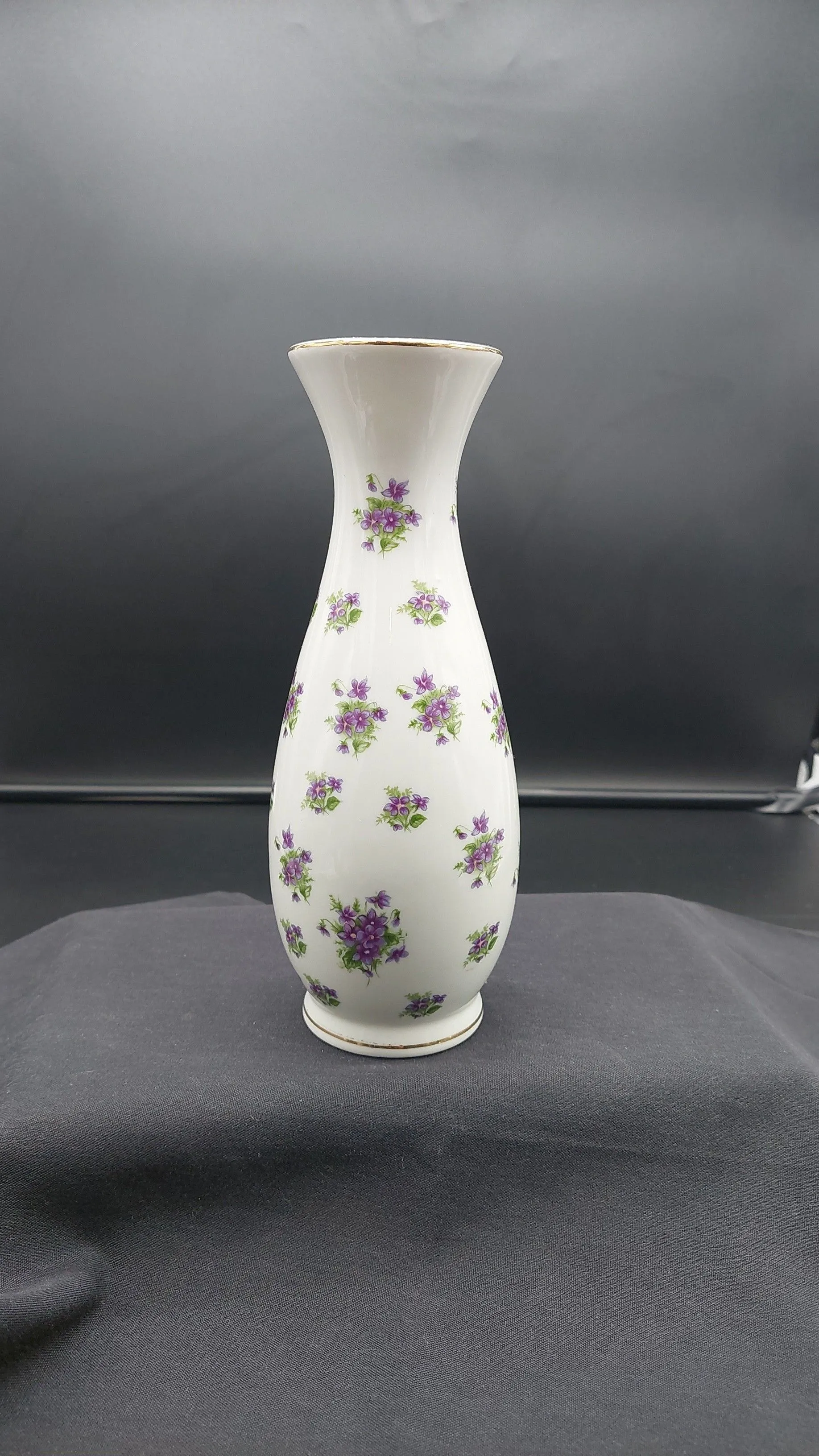 Product image for 2273 Lefton Purple Violets Porcelain Vase 8 7/8" Tall