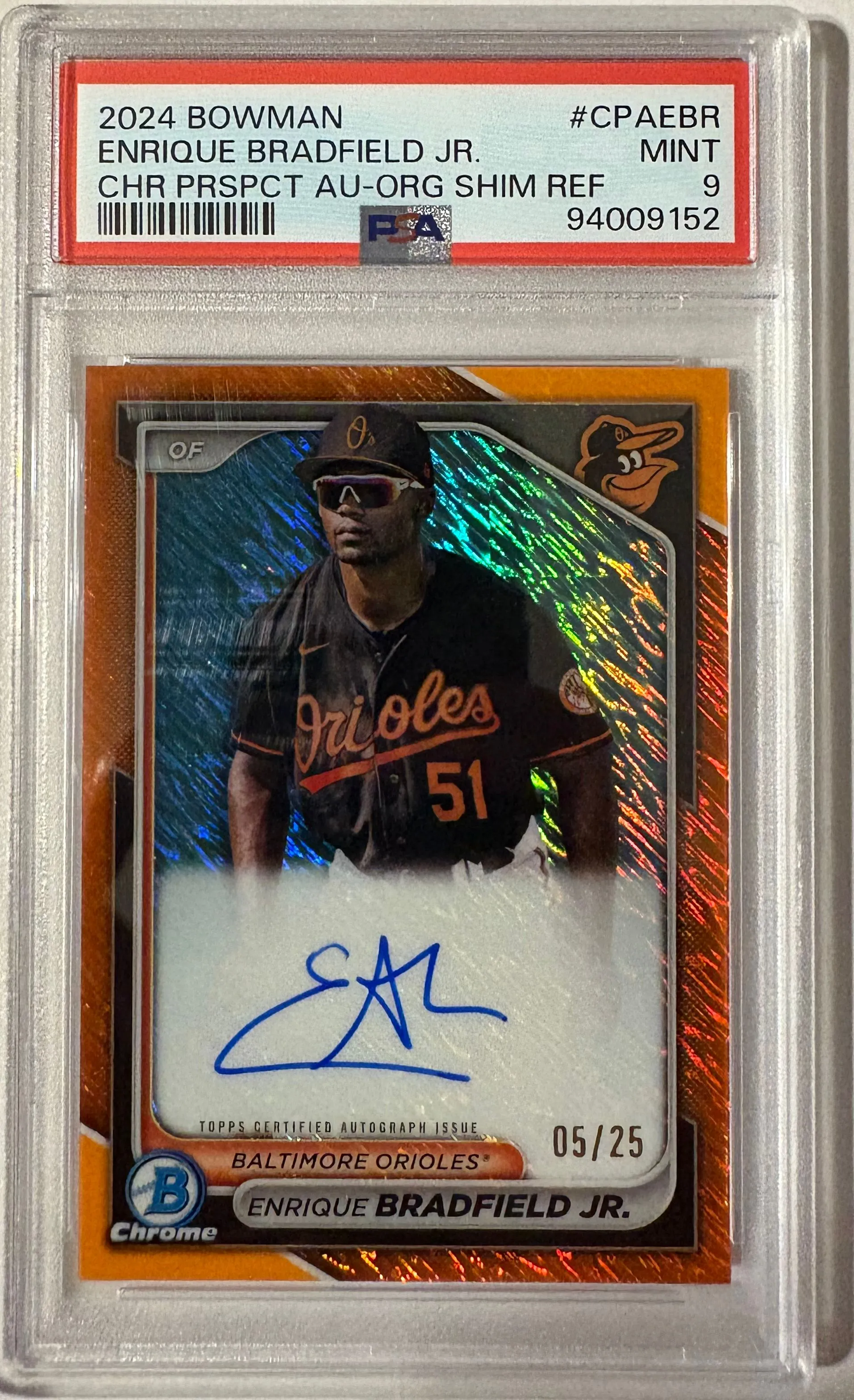 Product image for 2024 Enrique Bradfield Jr Auto /25 PSA 9 Color Match