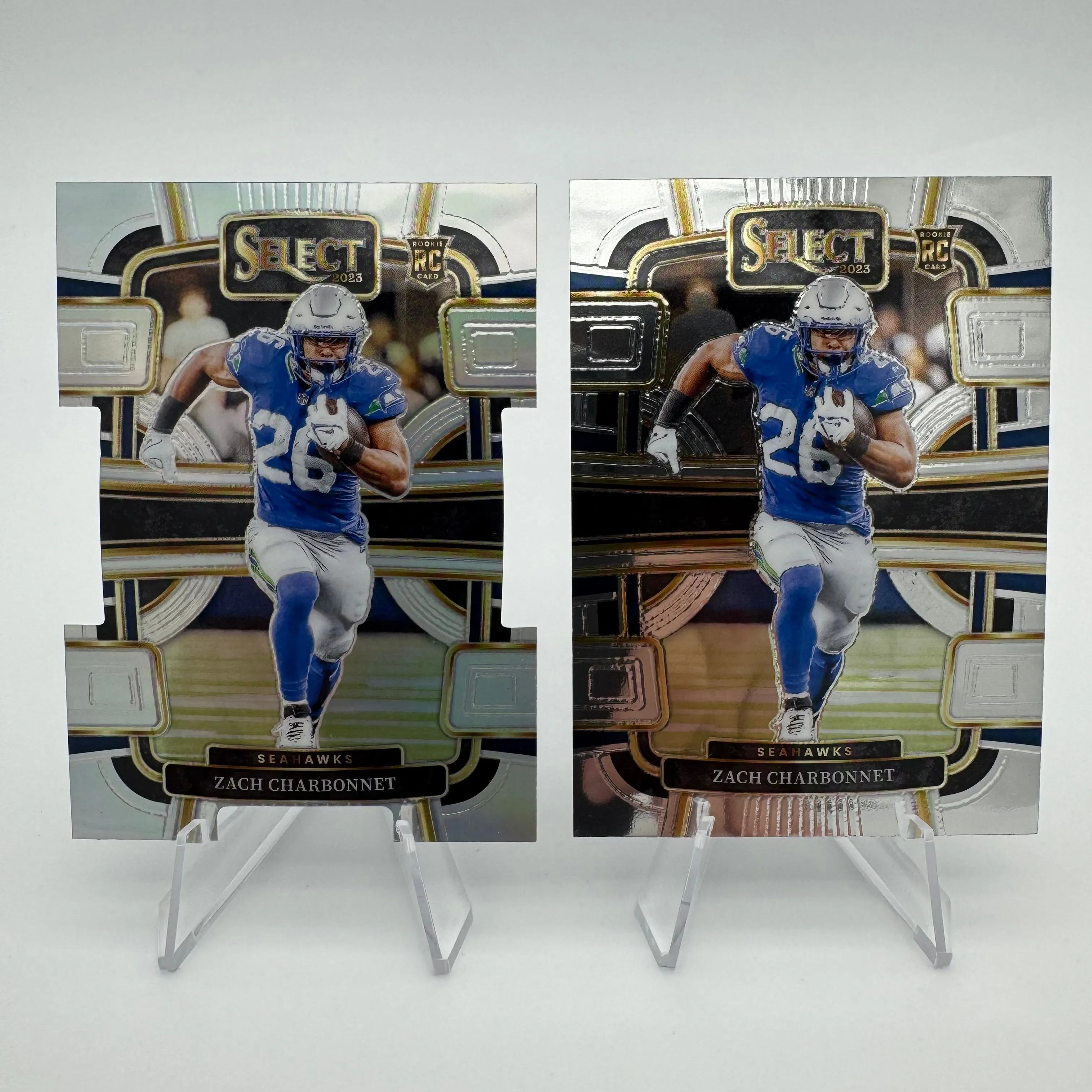 Product image for Zach Charbonnet 2023 Panini Select RC Silver Prizm Die-Cut