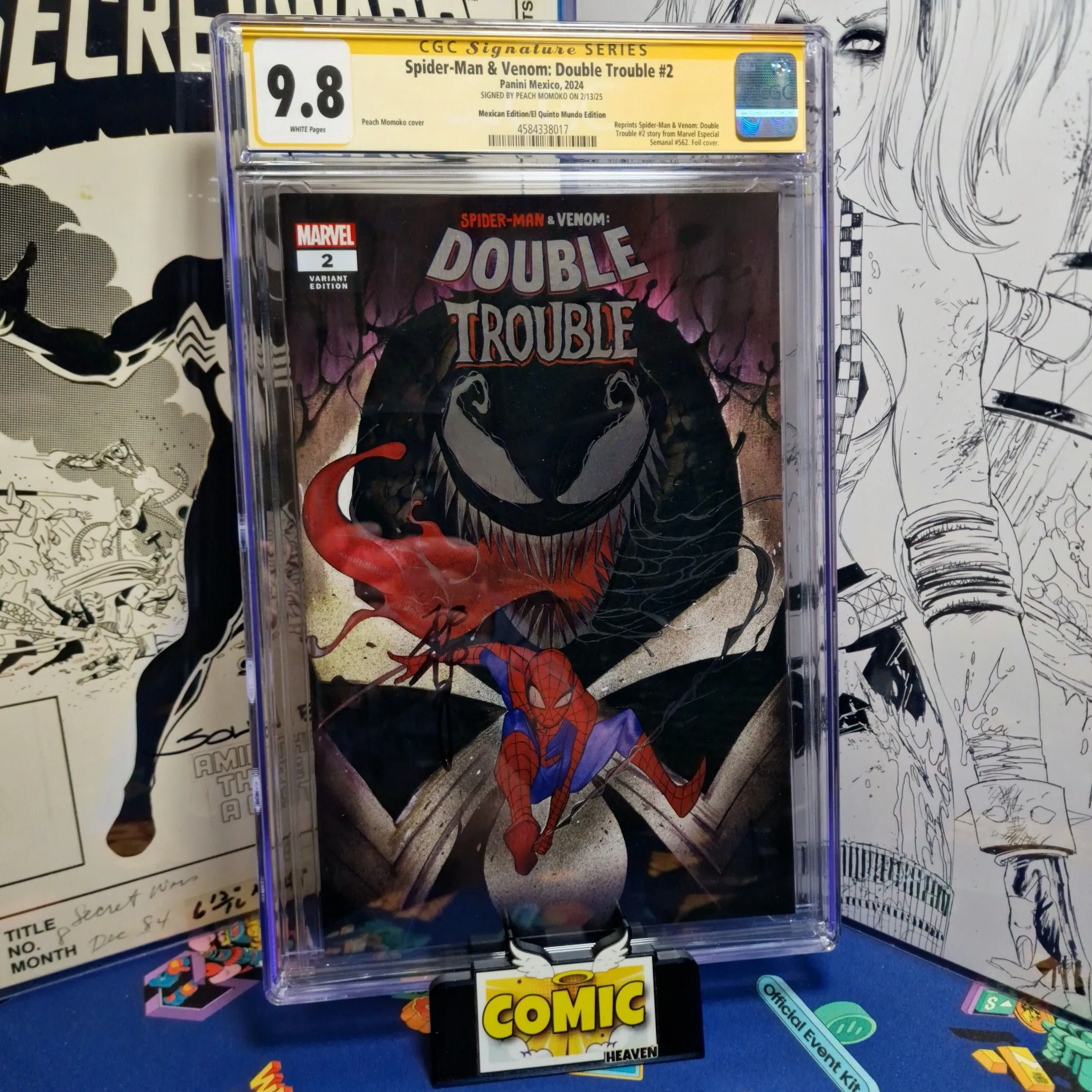 Product image for CGC Spider-Man & Venom Double Trouble #2 CGC SS 9.8 Peach Momoko Signed Foil LTD 999