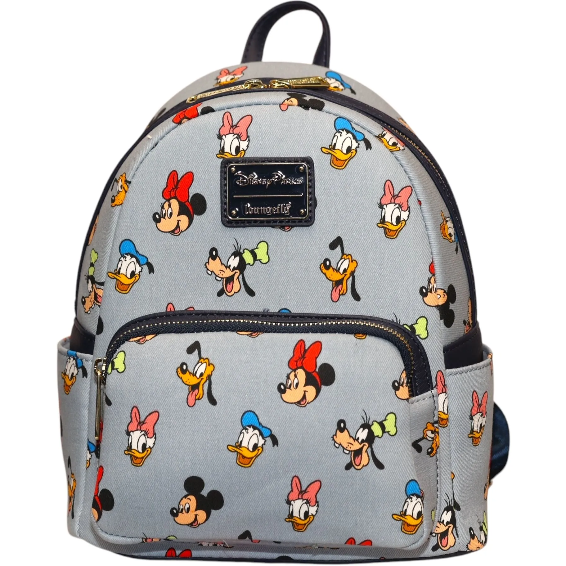 Product image for Disney Parks Mickey And Friends Happy Faces Loungefly Gray Backpack New With Tag