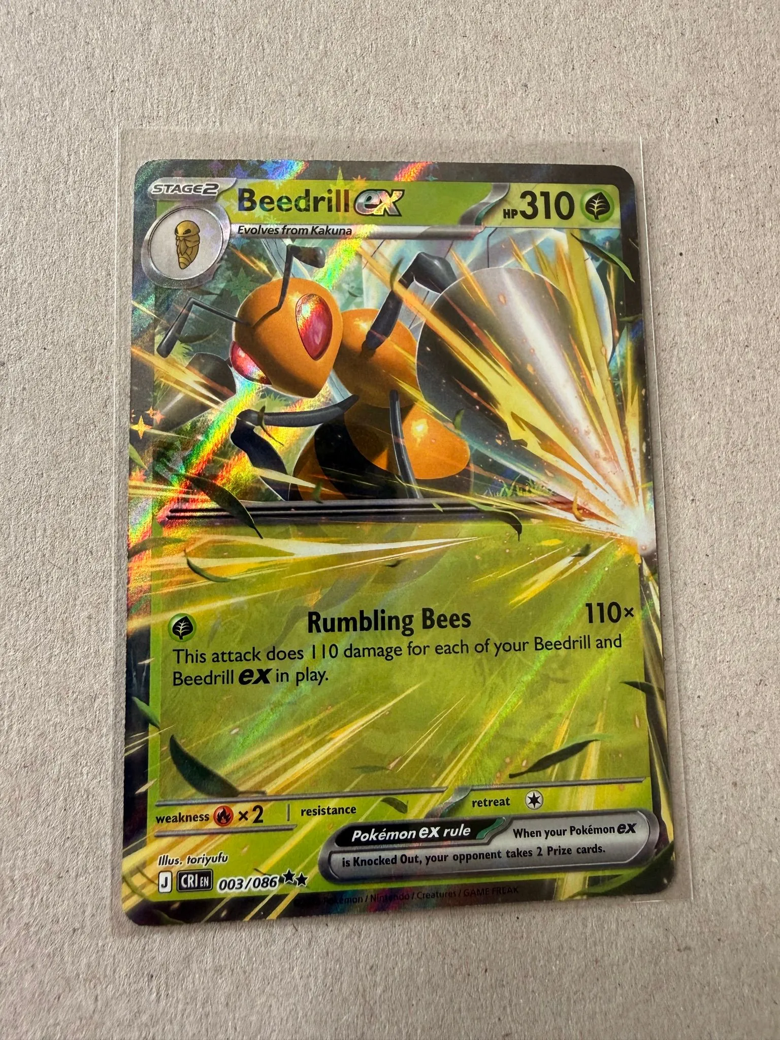 beedrill gx pokemon card (3/160) [XY: Primal Clash] Lightly Played Stage 2 Beedrill full art card done