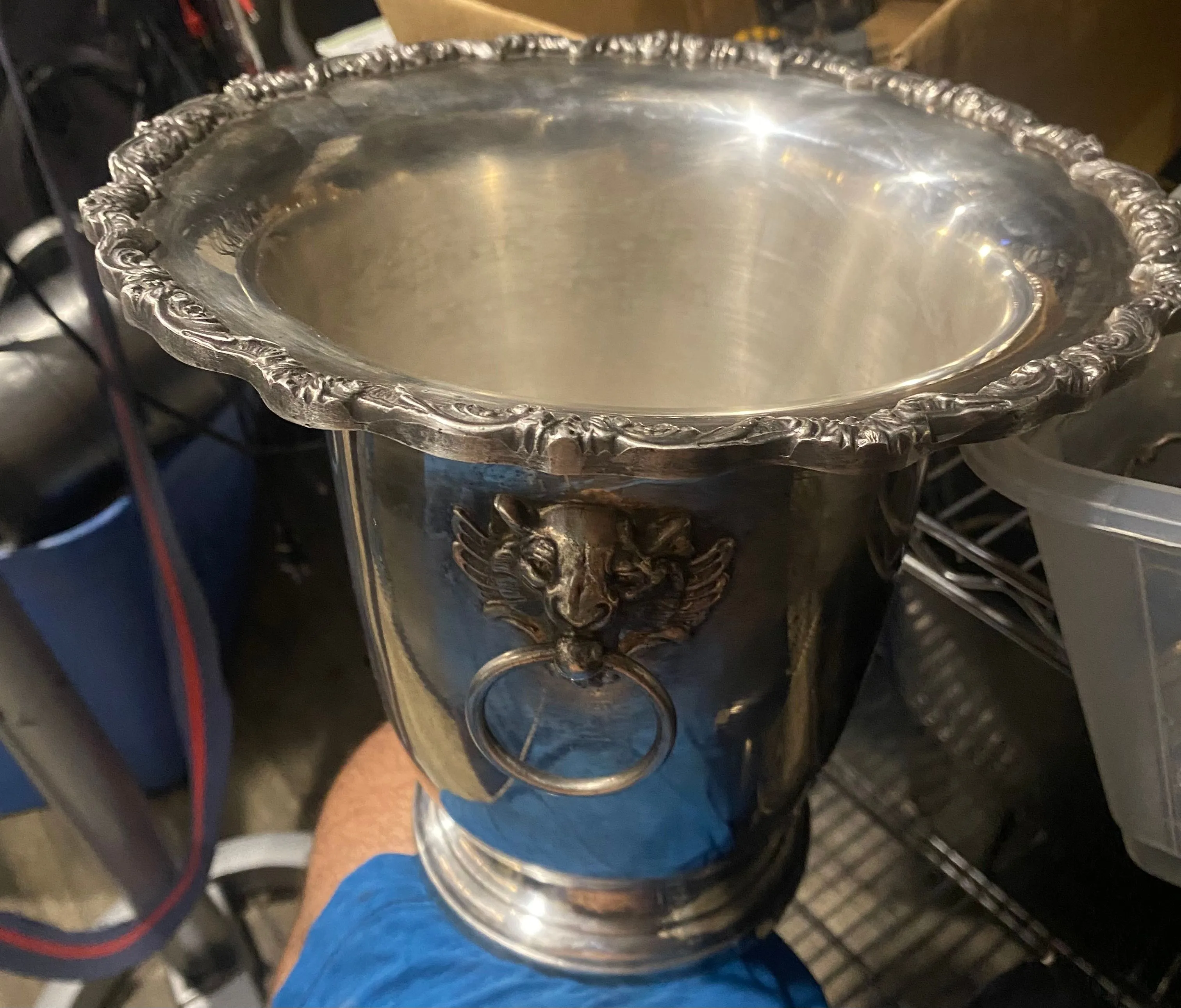 Product image for Poole & Silver co. Ice bucket with lions heads handles