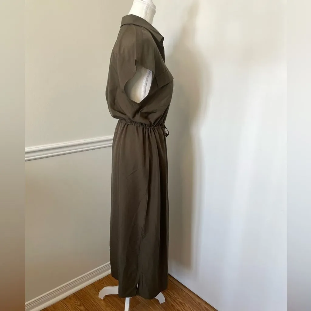 old navy waist defined utility midi shirt dress Waist-Defined Utility Midi Shirt Dress