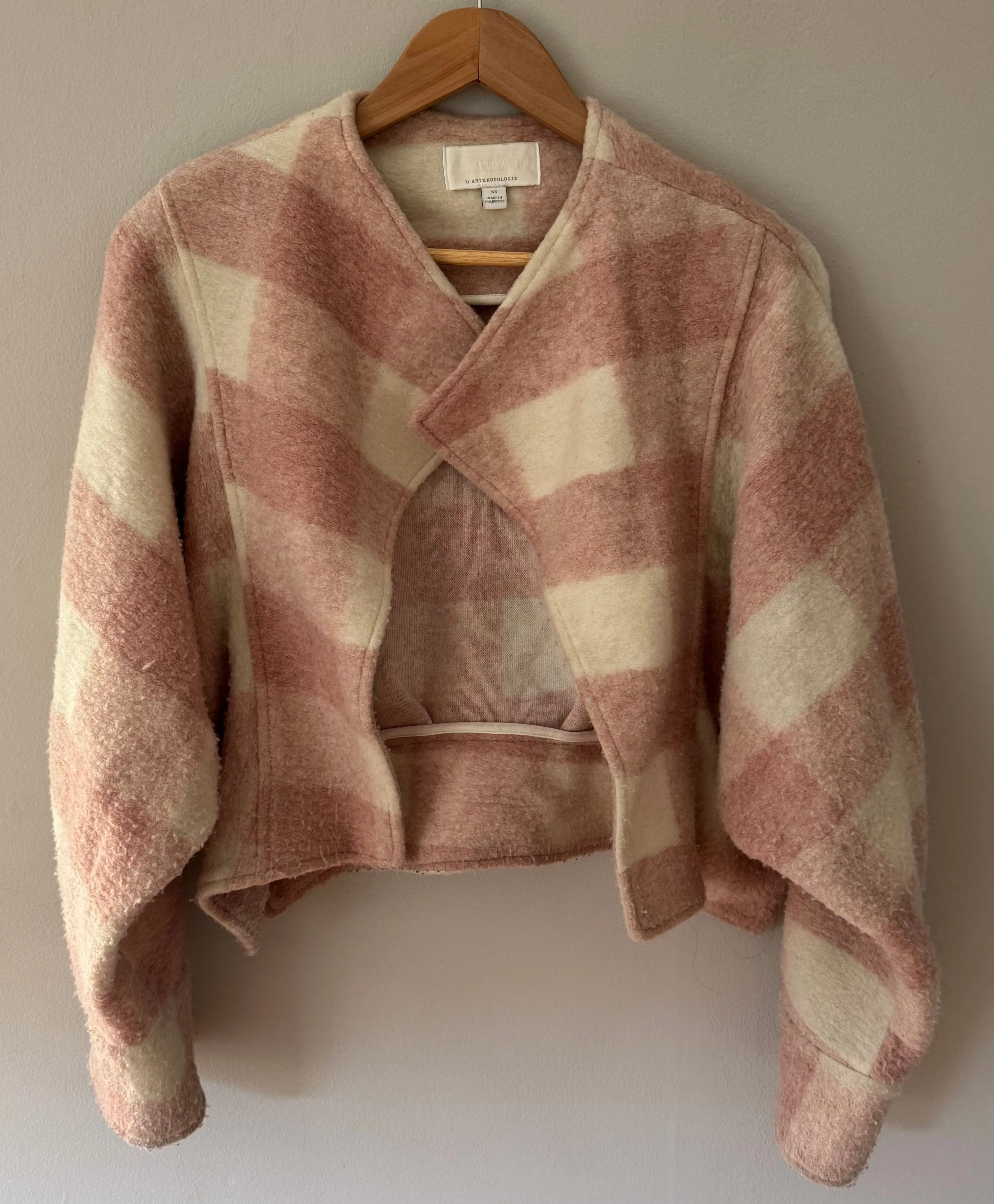 Product image for Anthropologie - Pink and White Checkered Jacket Size XS