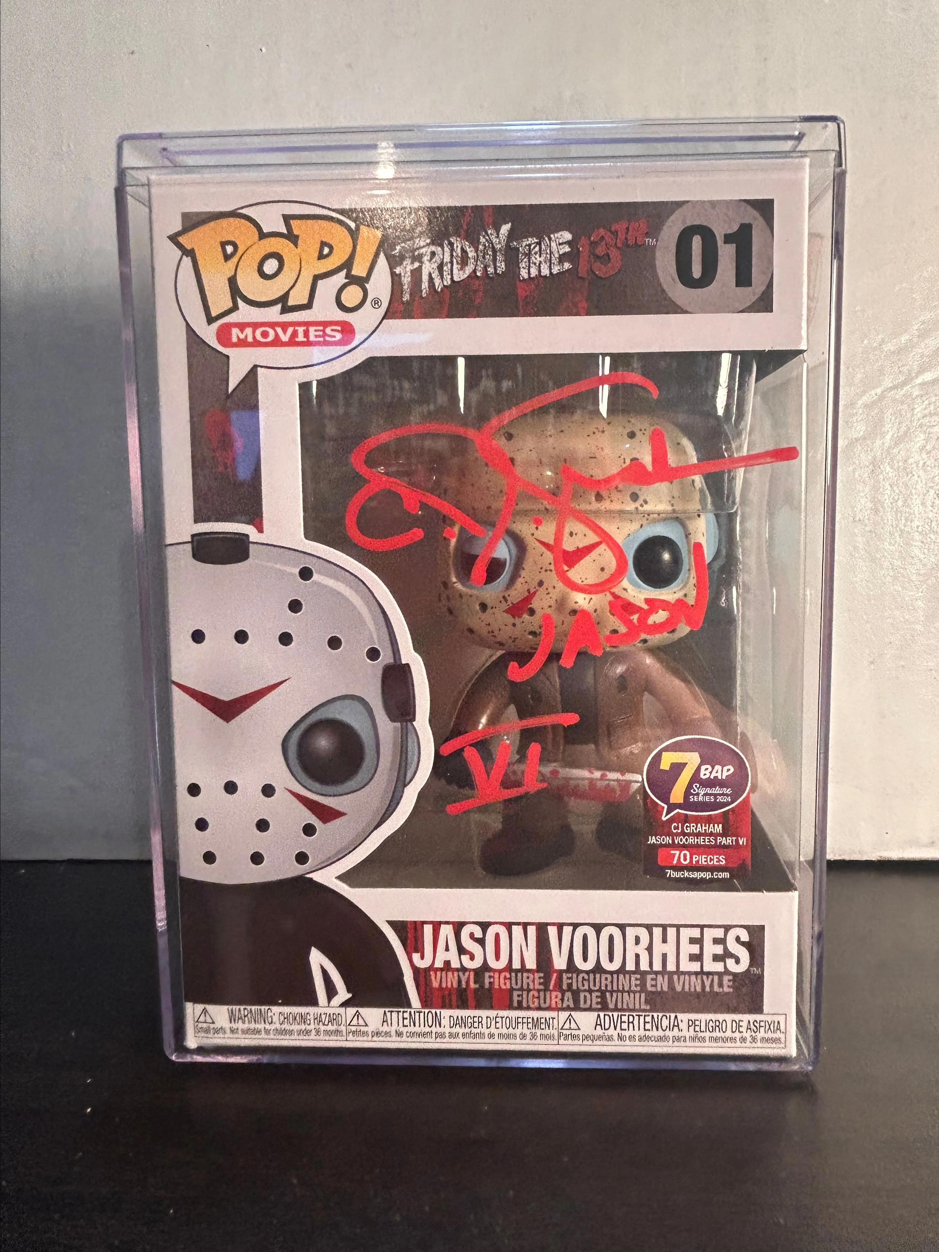 Product image for CJ Graham Signed Jason Vorhees 1 / 70 Friday The 13th Movies Funko Pop 01 With Hard Stack