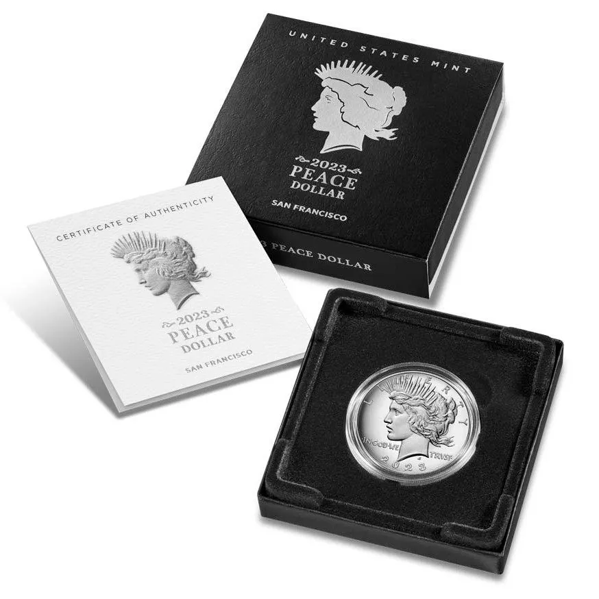 Product image for 2023 peace proof dollar signed
