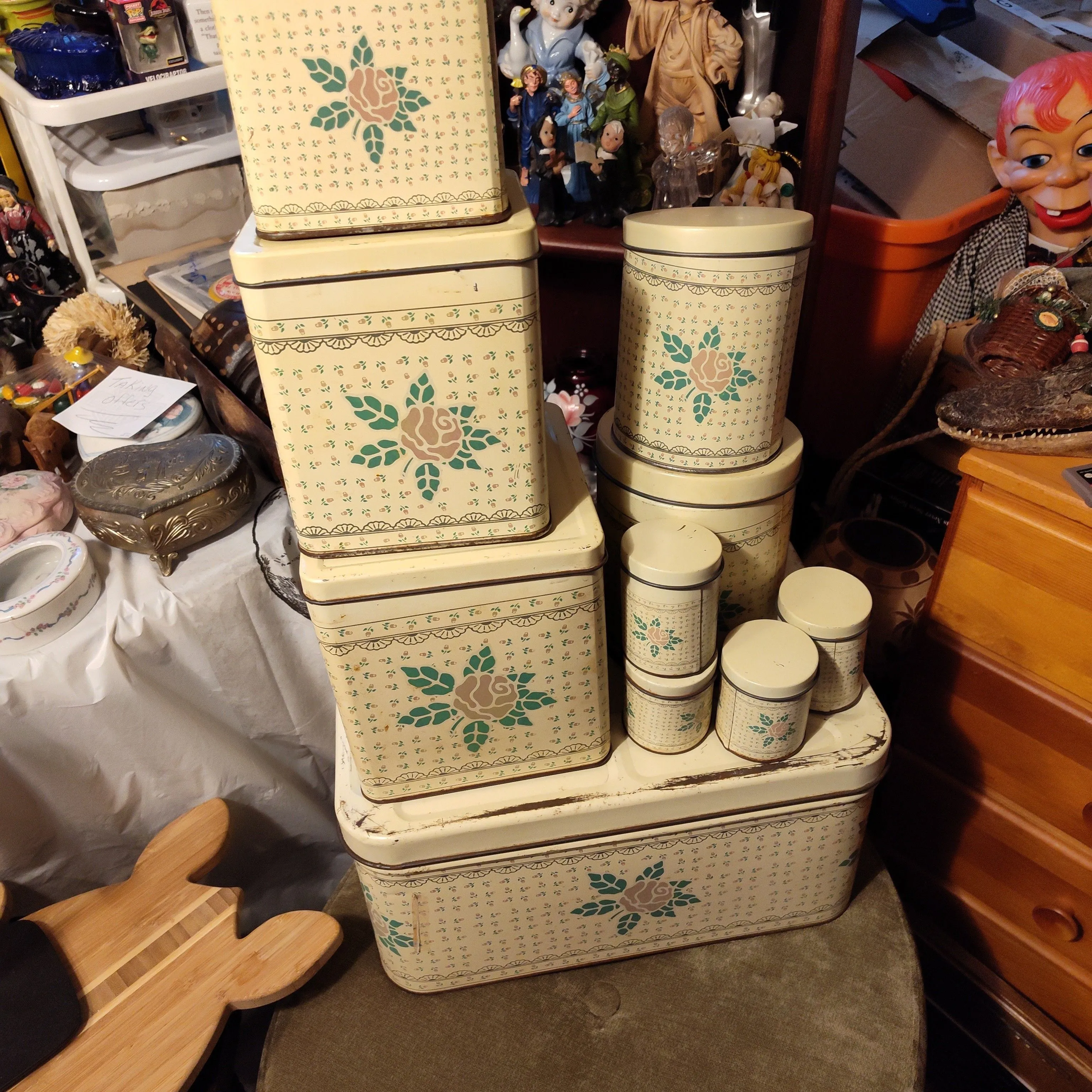 Product image for 346.  vintage tin bread box and canisters