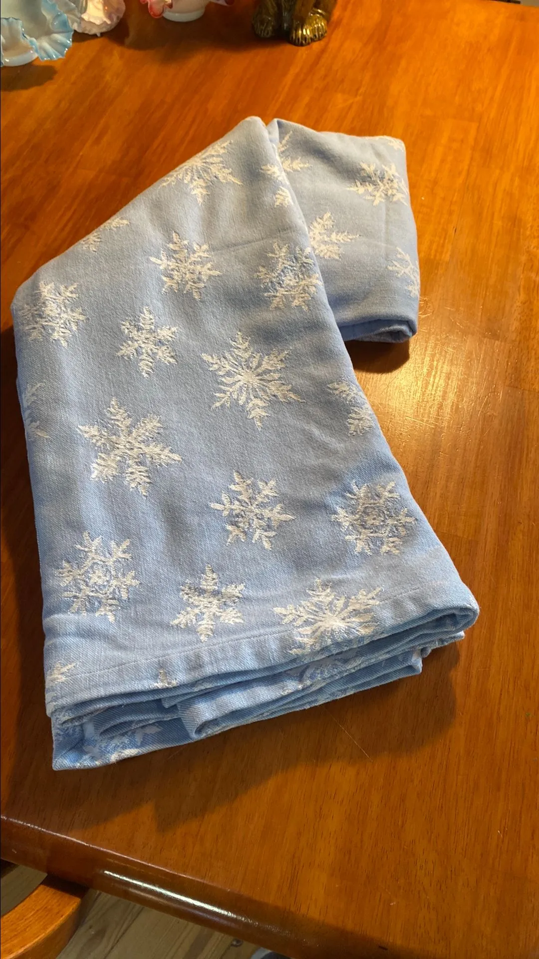 Product image for 35. Blue with White Snowflakes Tablecloth