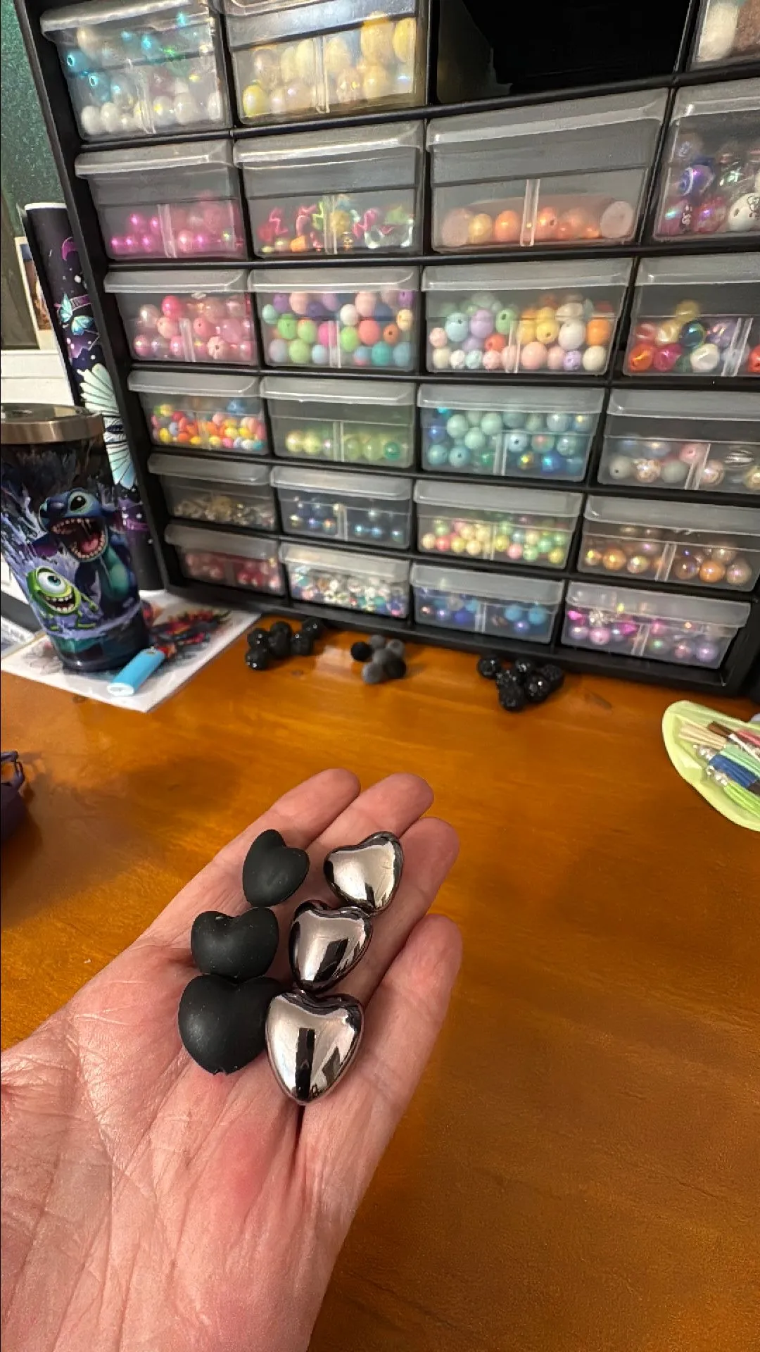 Product image for Six heart beads, different color