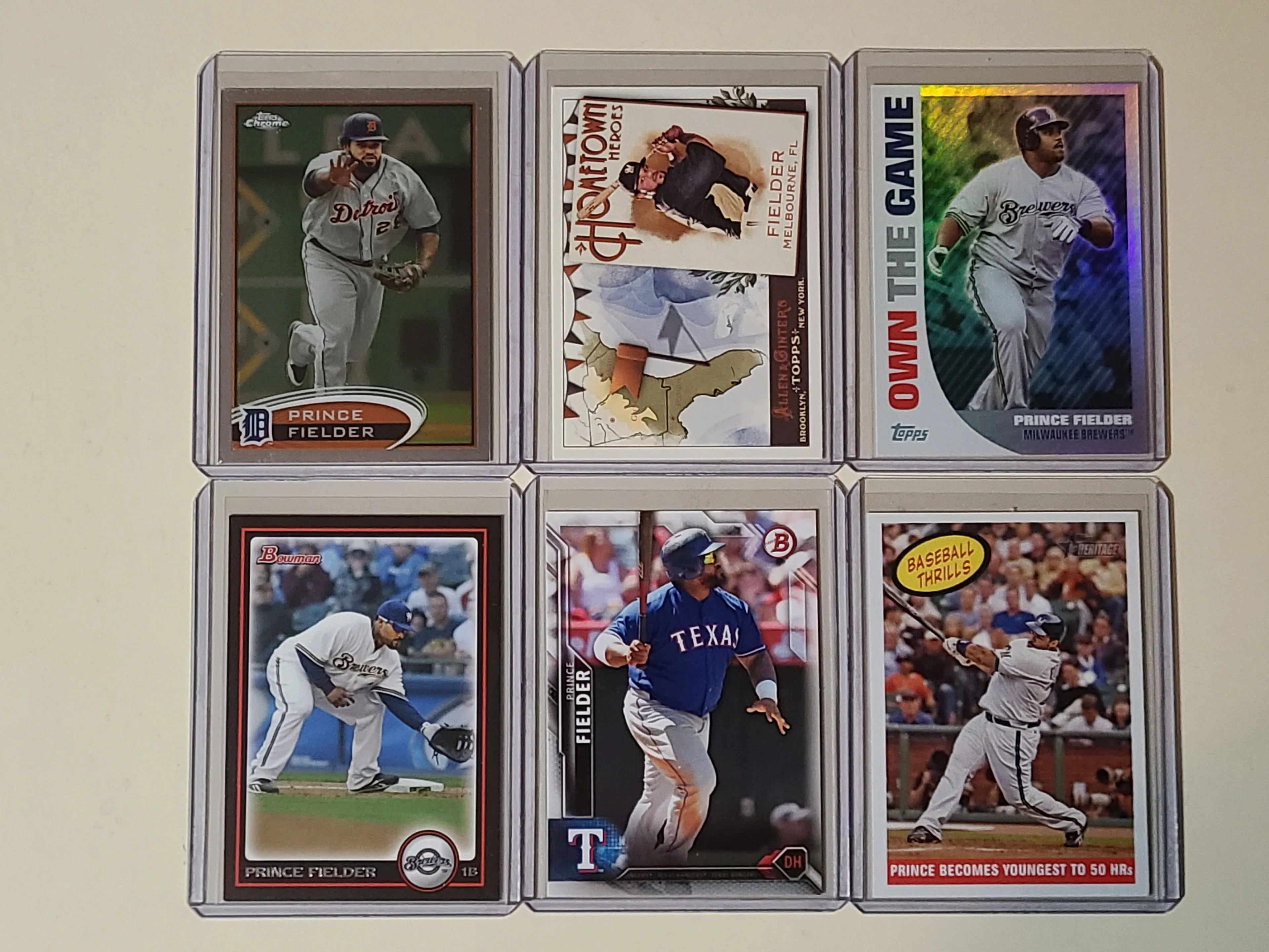 Product image for Prince Fielder 6 Baseball Card Lot